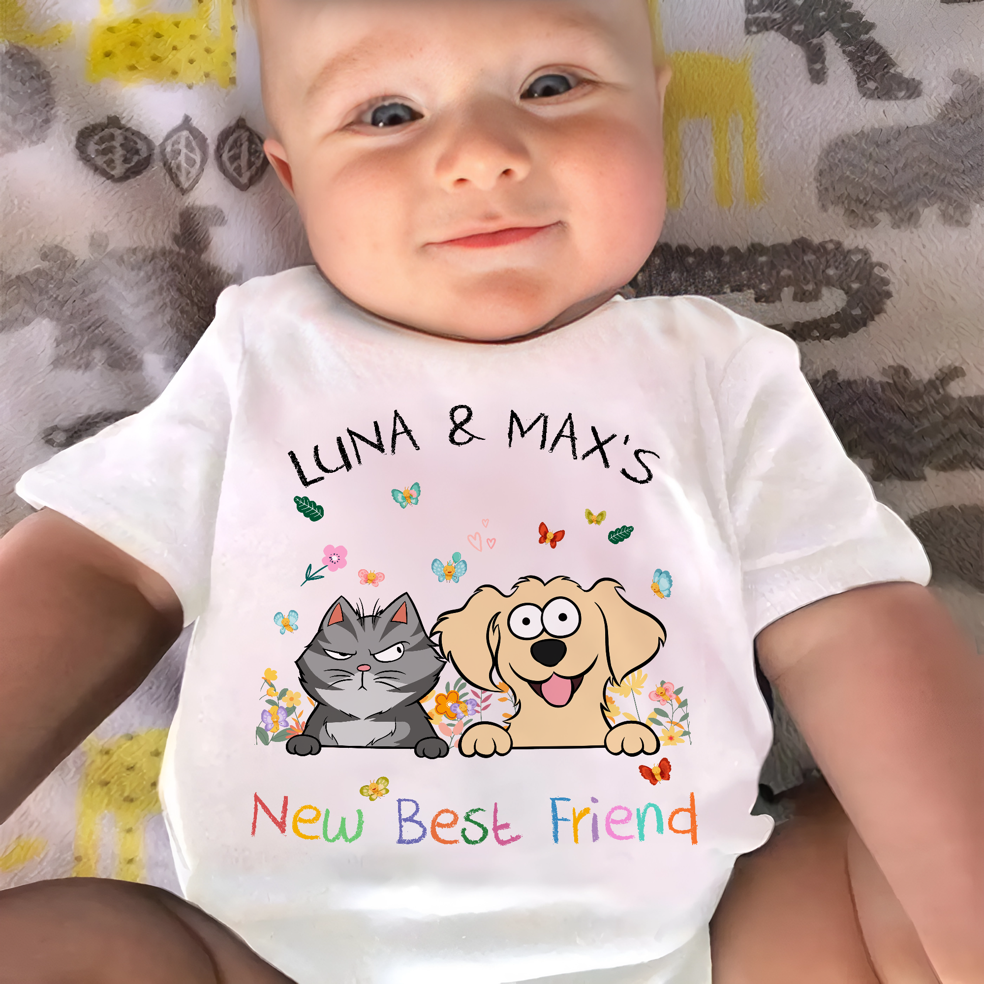 Dog Pets New Best Friend Baby New Born Gifts - Personalized Baby Onesie