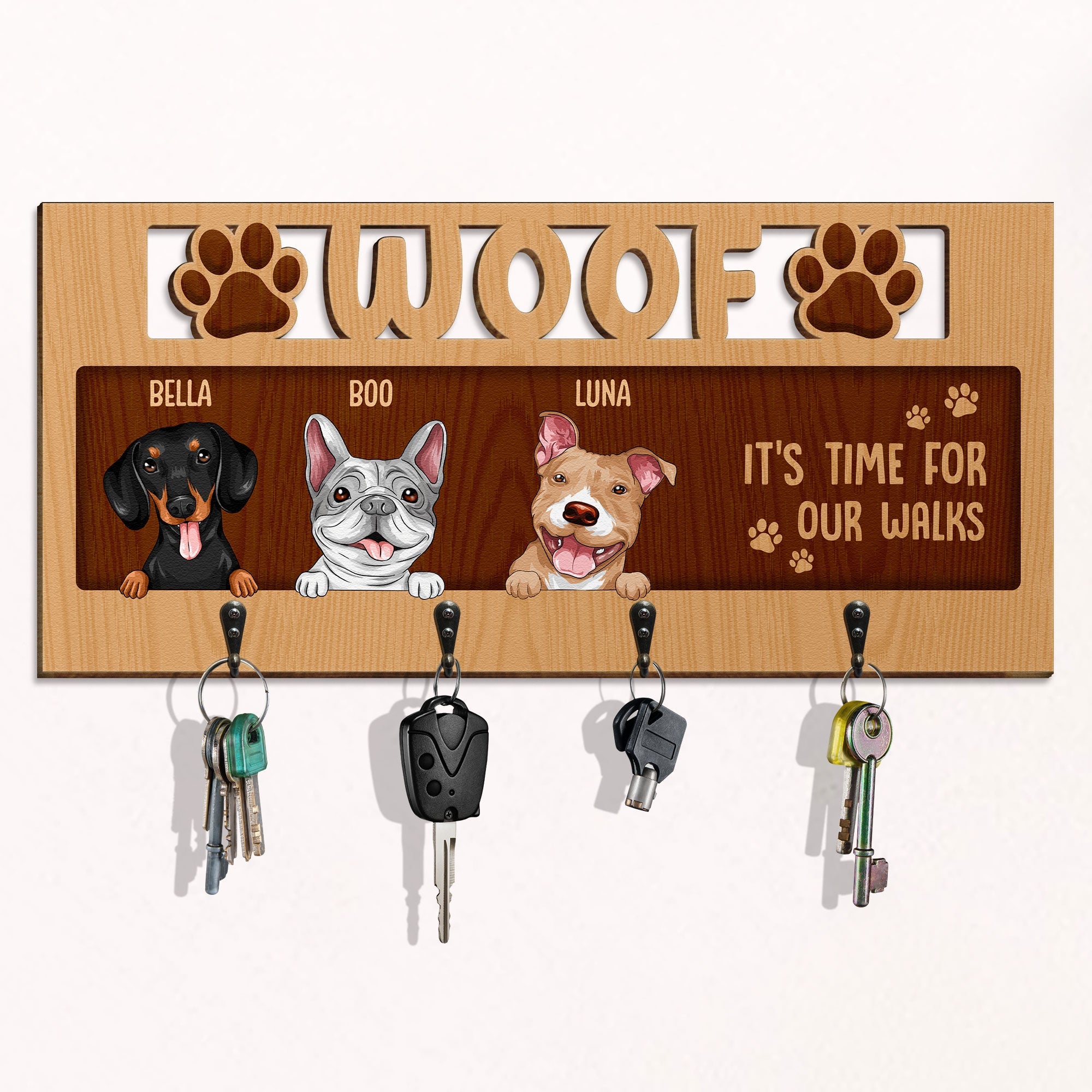 Dogs It's Time For My Walk - Personalized Custom Key Hanger