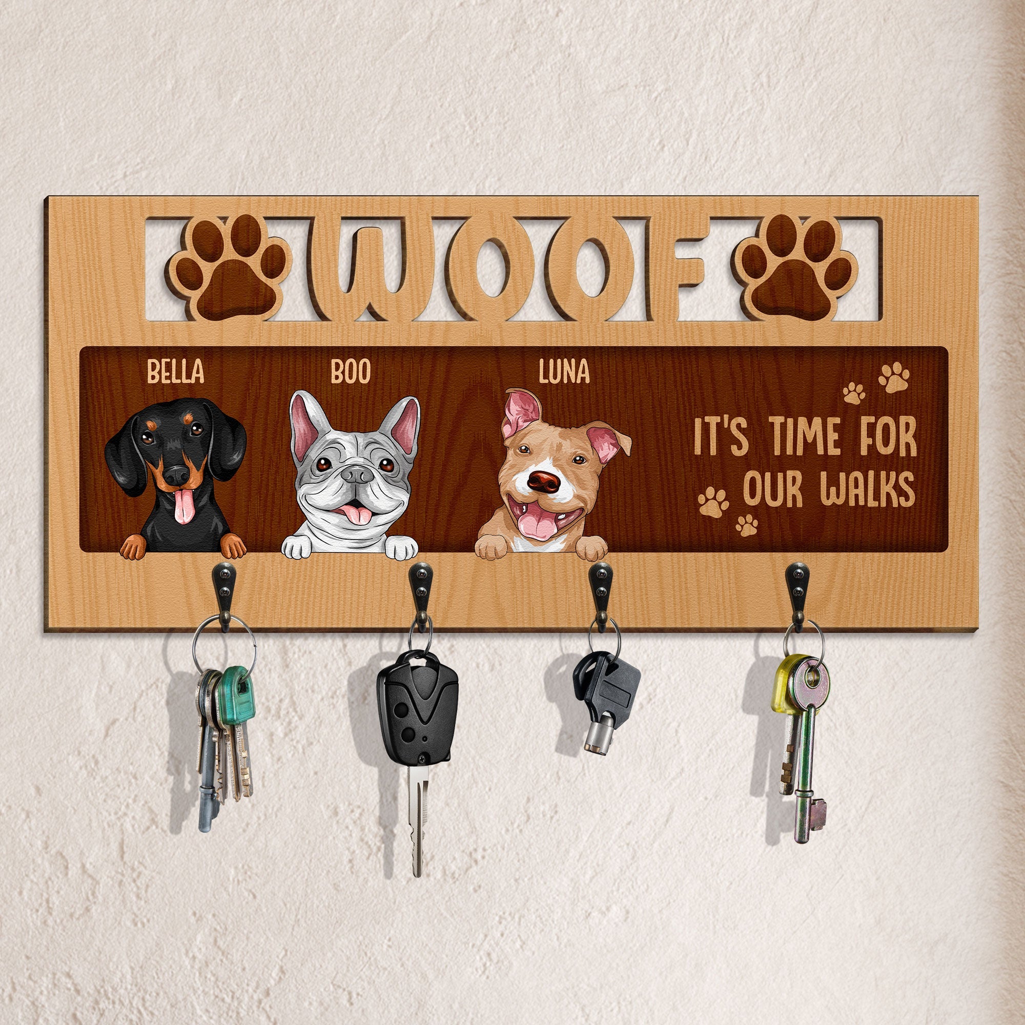 Dogs It's Time For My Walk - Personalized Custom Key Hanger