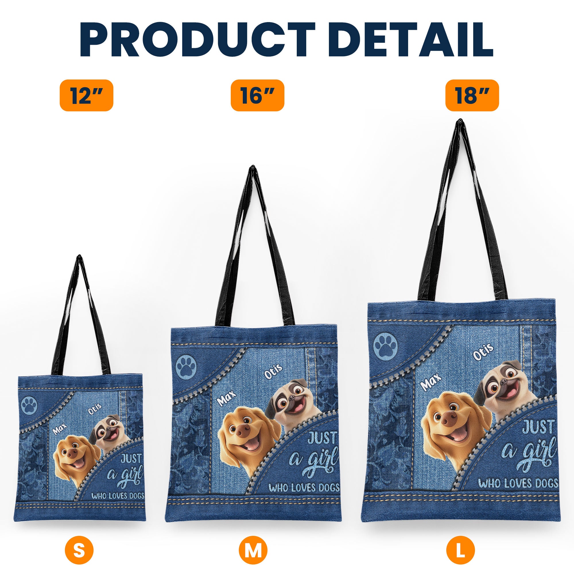 Dogs Lover Denim Pattern - Personalized Tote Bag