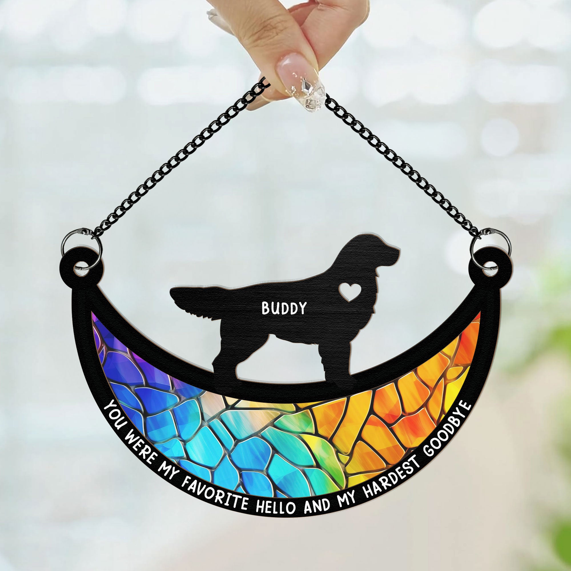 Dogs On The Moon - Personalized Window Hanging Suncatcher Ornament