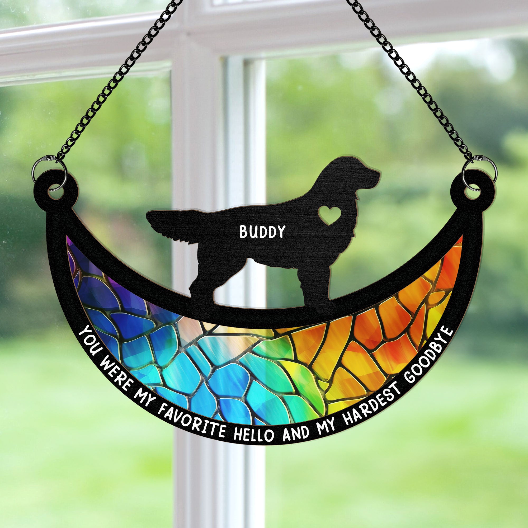 Dogs On The Moon - Personalized Window Hanging Suncatcher Ornament