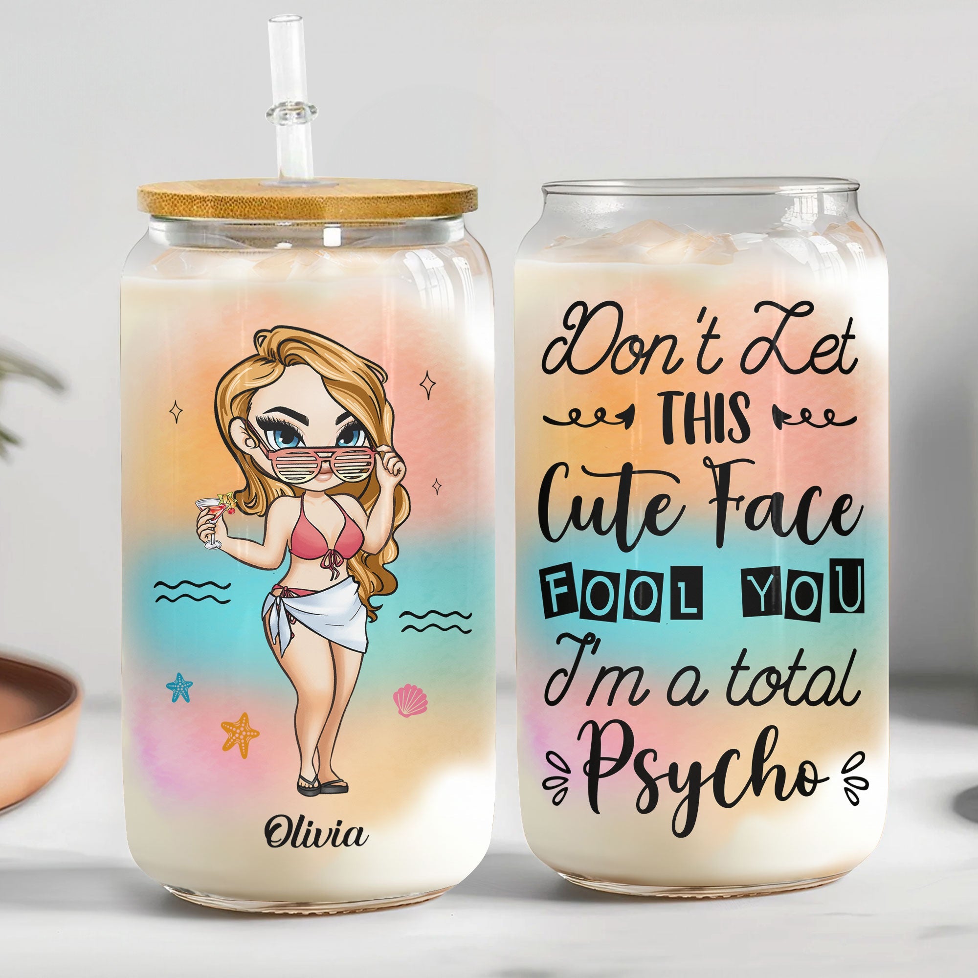 Don't Let This Cute Face Fool You - Personalized Clear Glass Cup