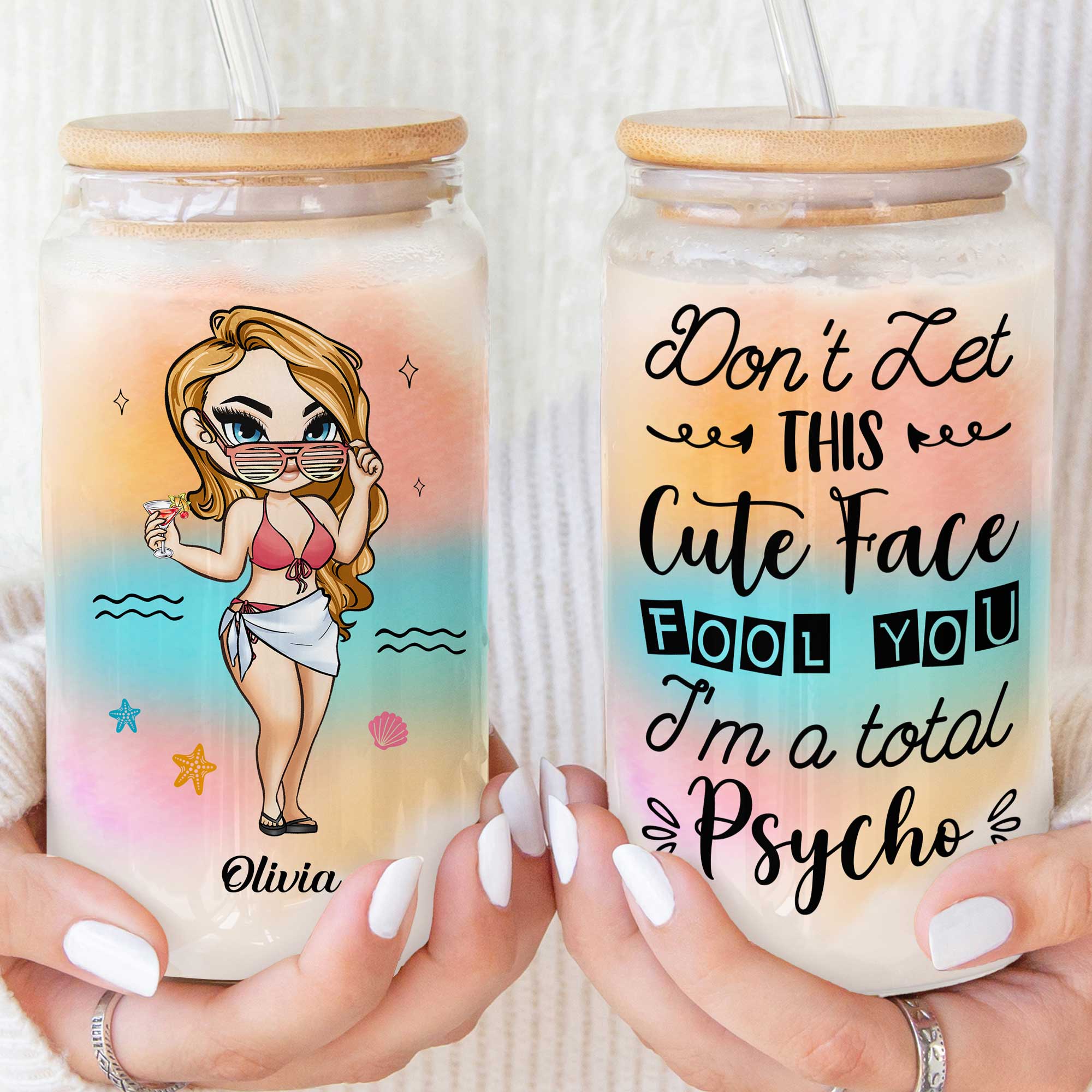 Don't Let This Cute Face Fool You - Personalized Clear Glass Cup