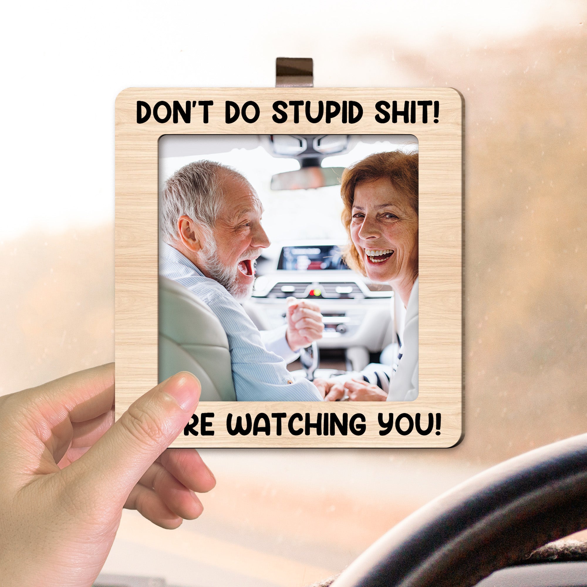 Don't Do Stupid Shit! - Personalized Photo Wooden Car Visor Clip