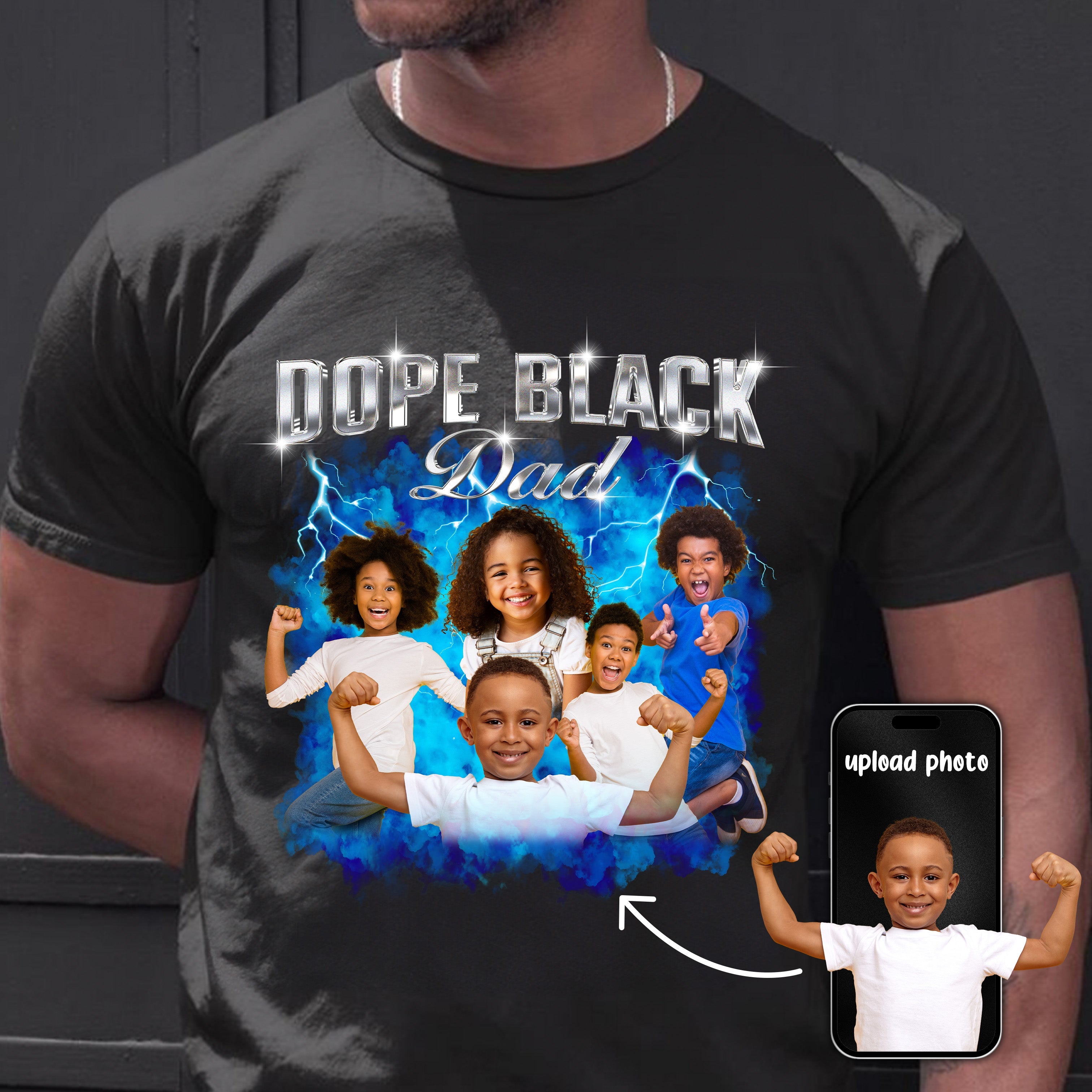 Dope Black Dad - Custom Bootleg Style Rap Shirt - Personalized Photo Shirt