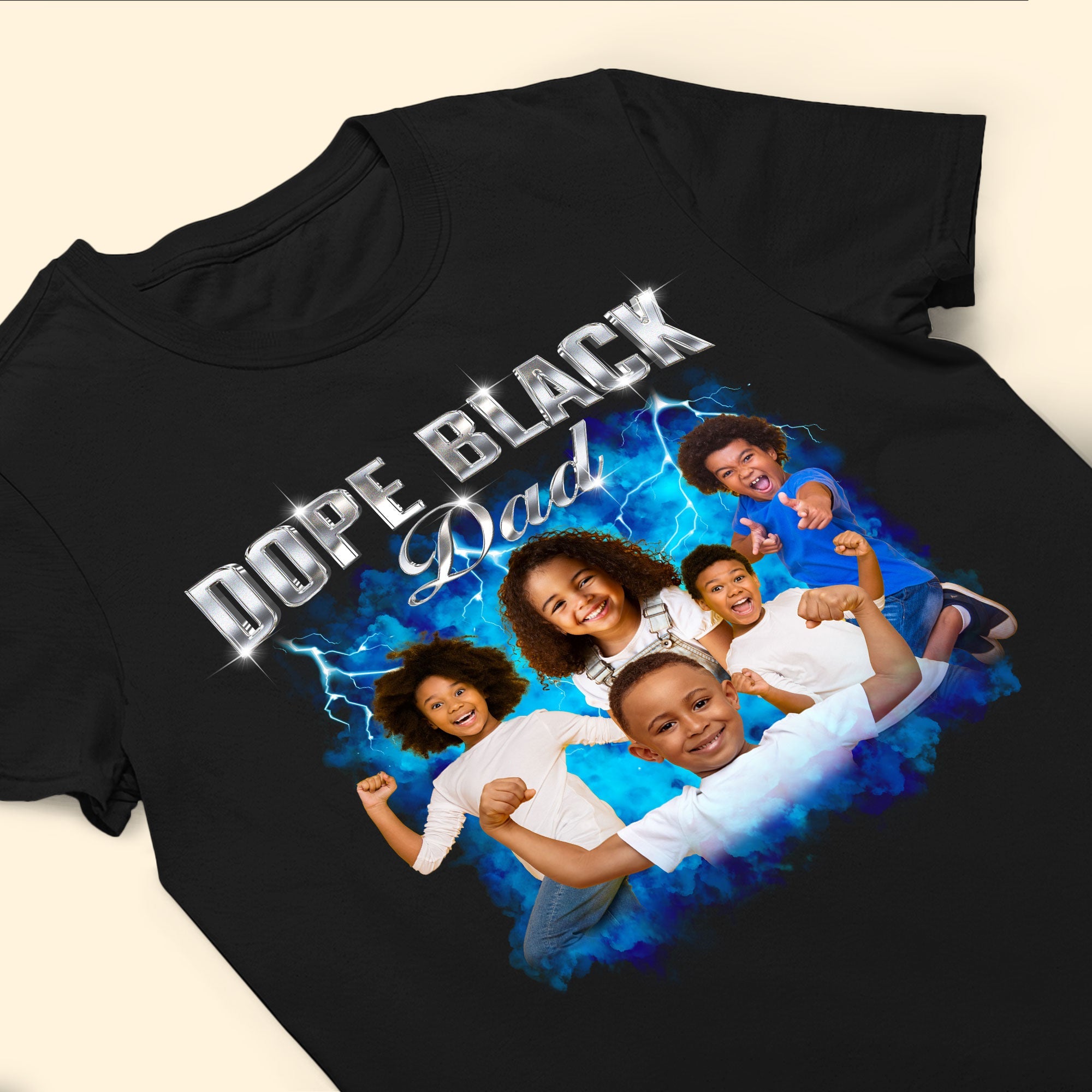 Dope Black Dad - Custom Bootleg Style Rap Shirt - Personalized Photo Shirt