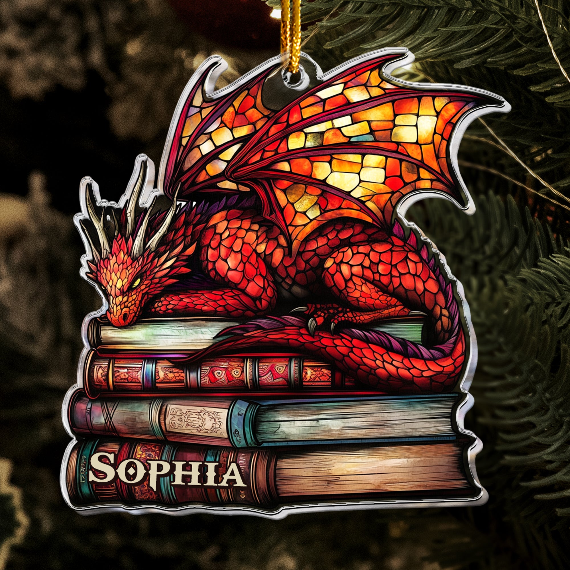 Dragon Books - Gifts For Book Club, Librarian, Book Lovers - Personalized Acrylic Ornament