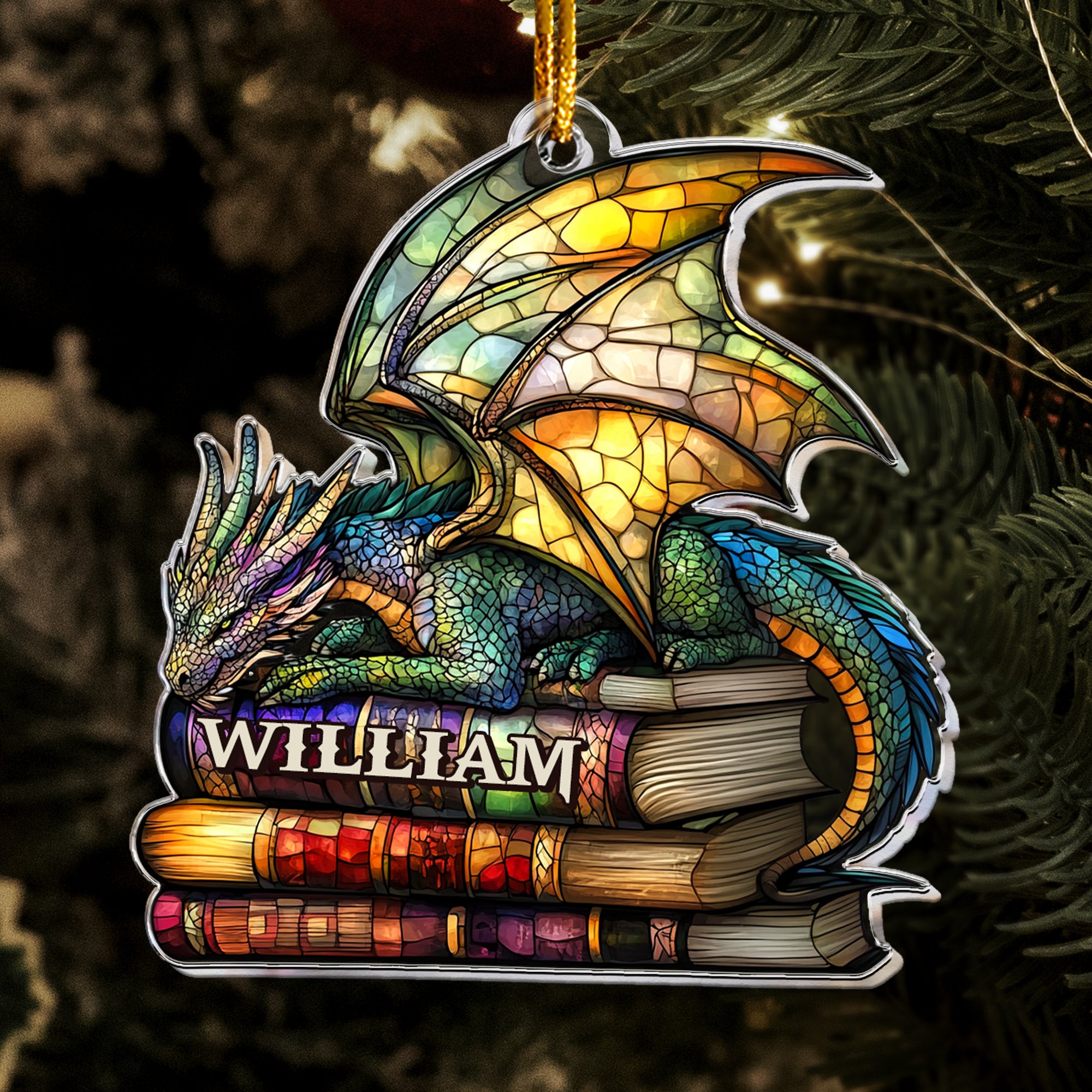 Dragon Books - Gifts For Book Club, Librarian, Book Lovers - Personalized Acrylic Ornament