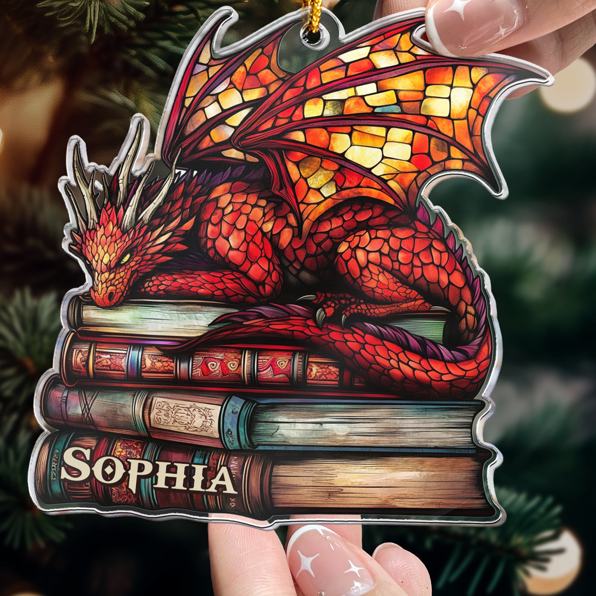 Dragon Books - Gifts For Book Club, Librarian, Book Lovers - Personalized Acrylic Ornament