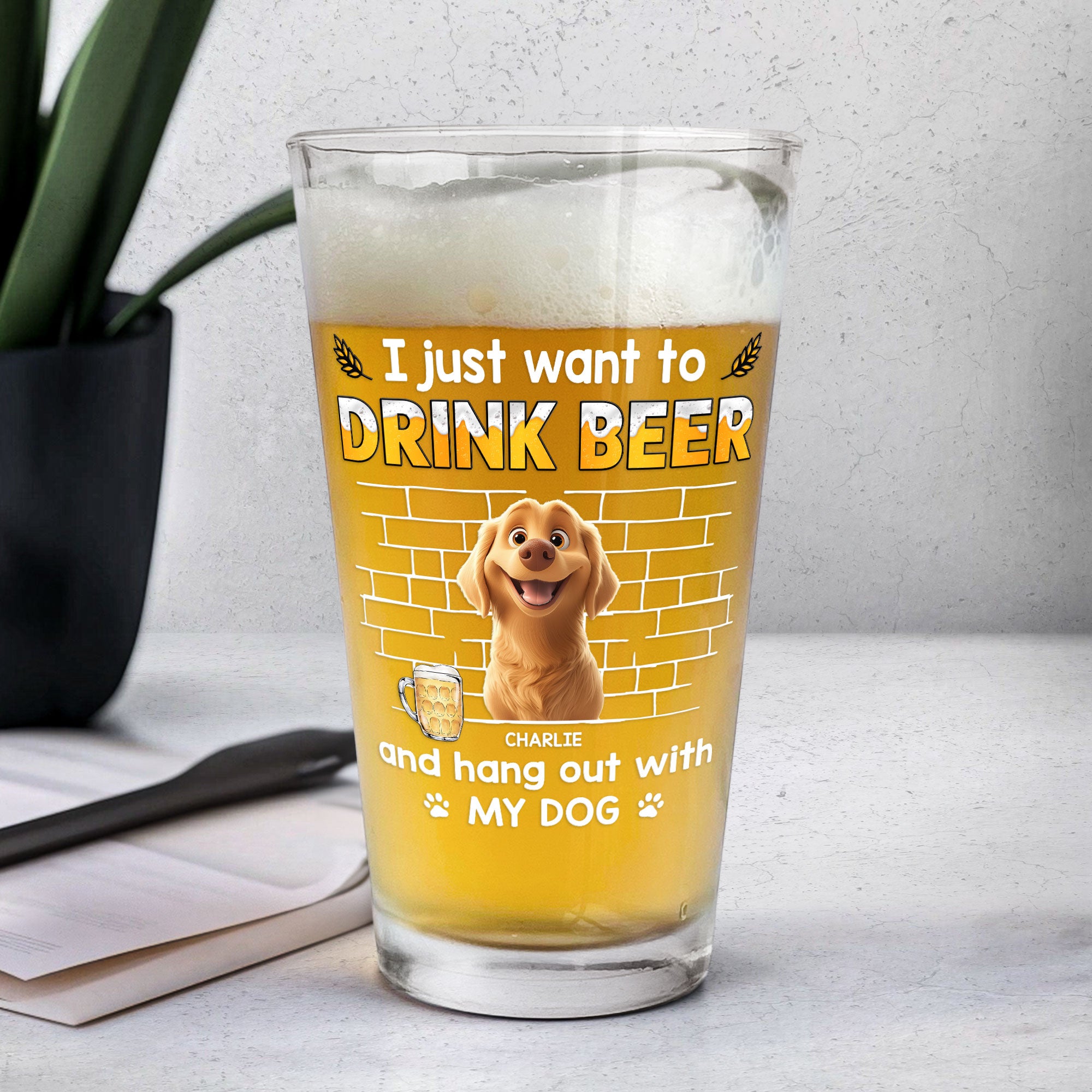 Drink Beer With My Dogs - Personalized Beer Glass