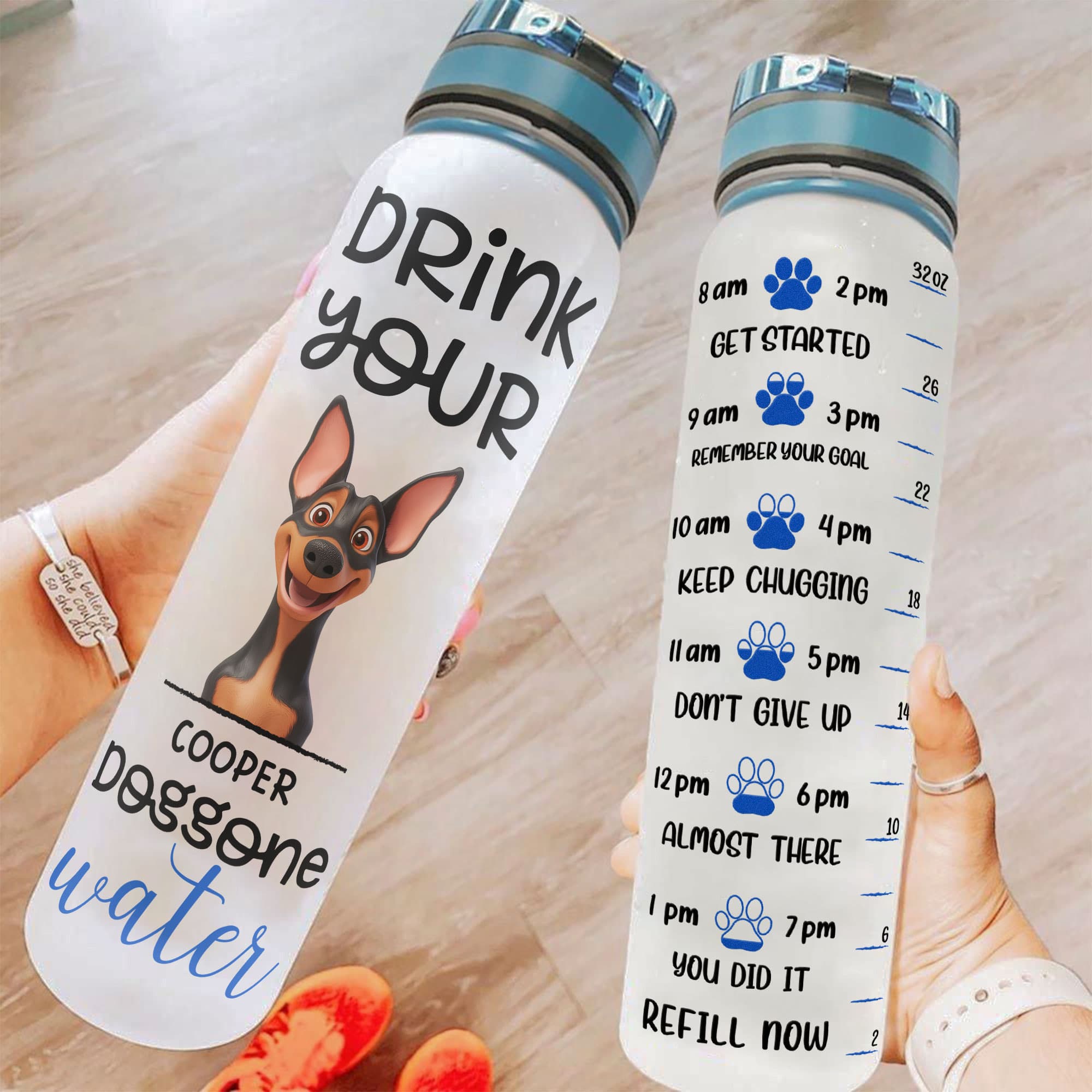 Drink Your Doggone Water - Personalized Water Bottle With Time Marker