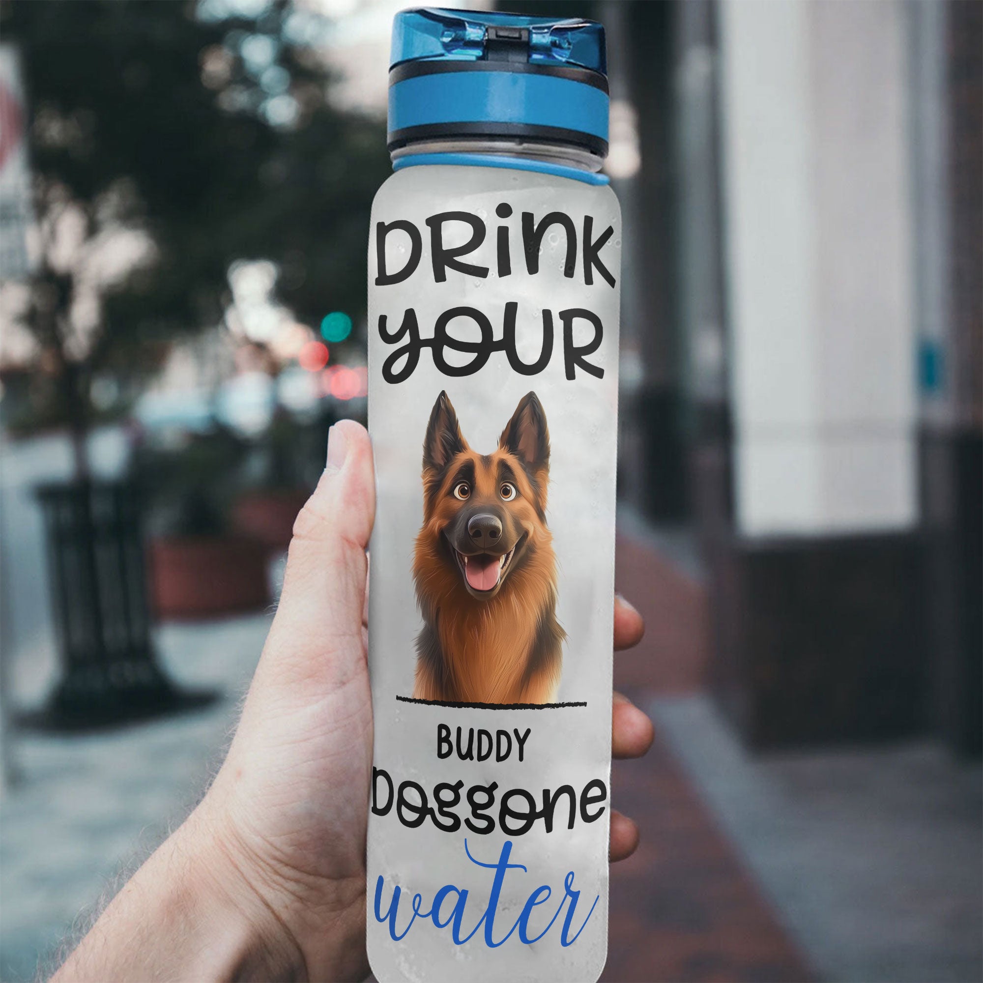 Drink Your Doggone Water - Personalized Water Bottle With Time Marker