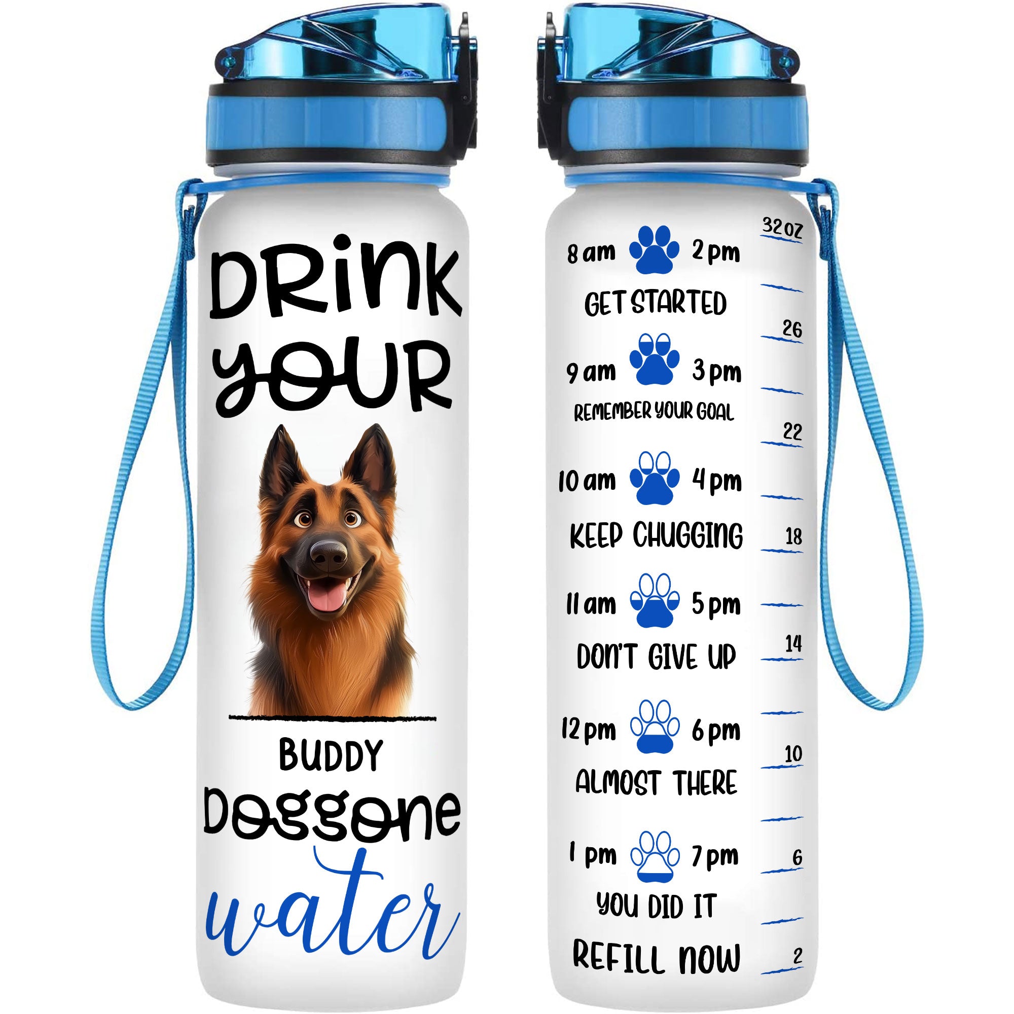 Drink Your Doggone Water - Personalized Water Bottle With Time Marker