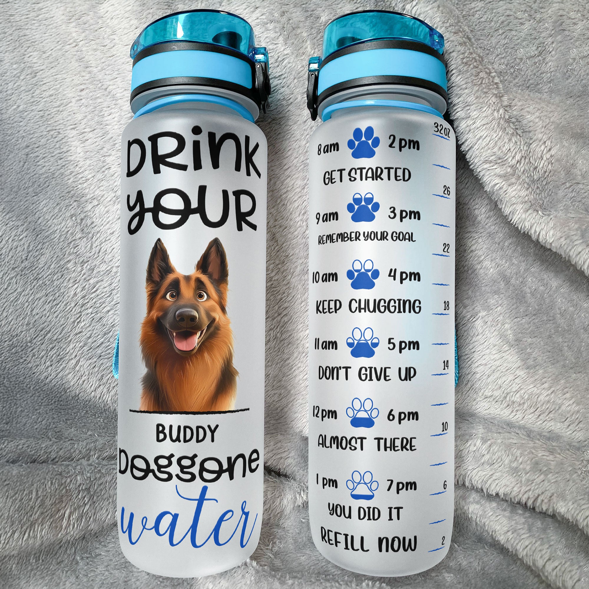 Drink Your Doggone Water - Personalized Water Bottle With Time Marker