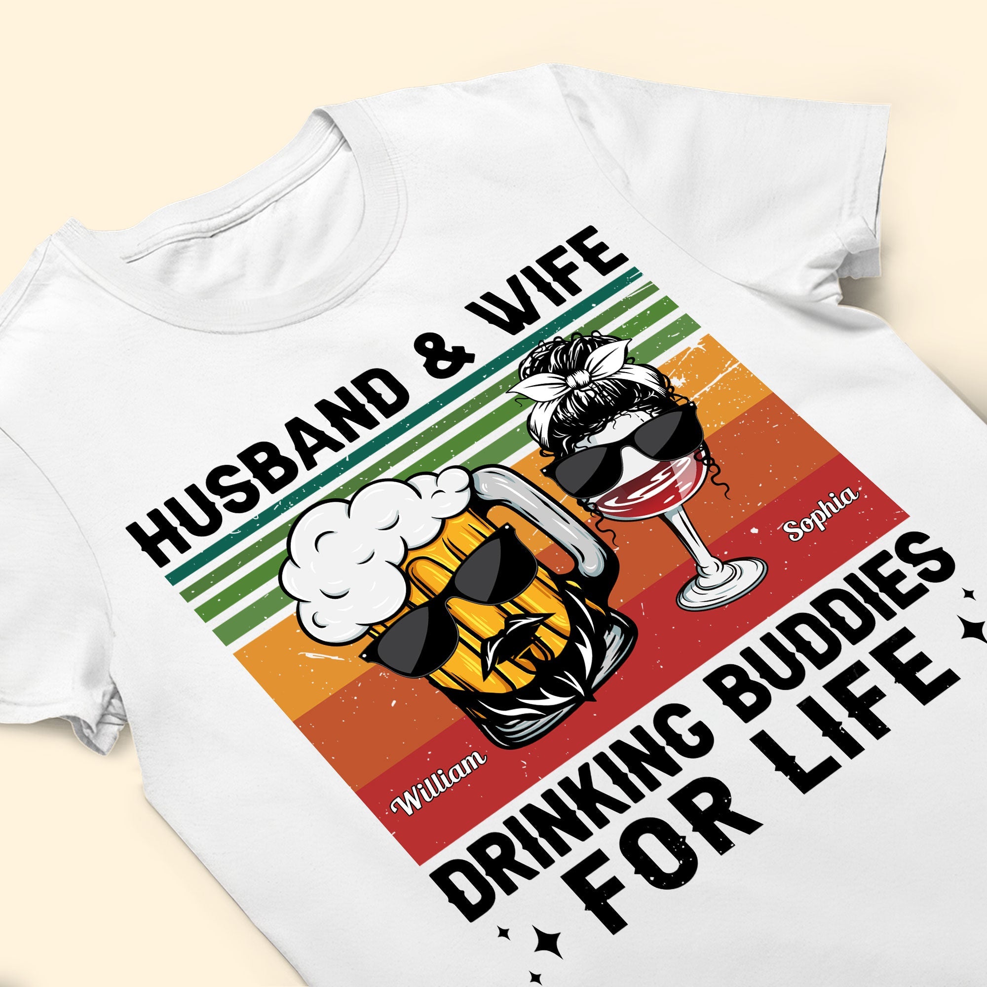 Drinking Buddies For Life - Personalized Matching Couple Shirts