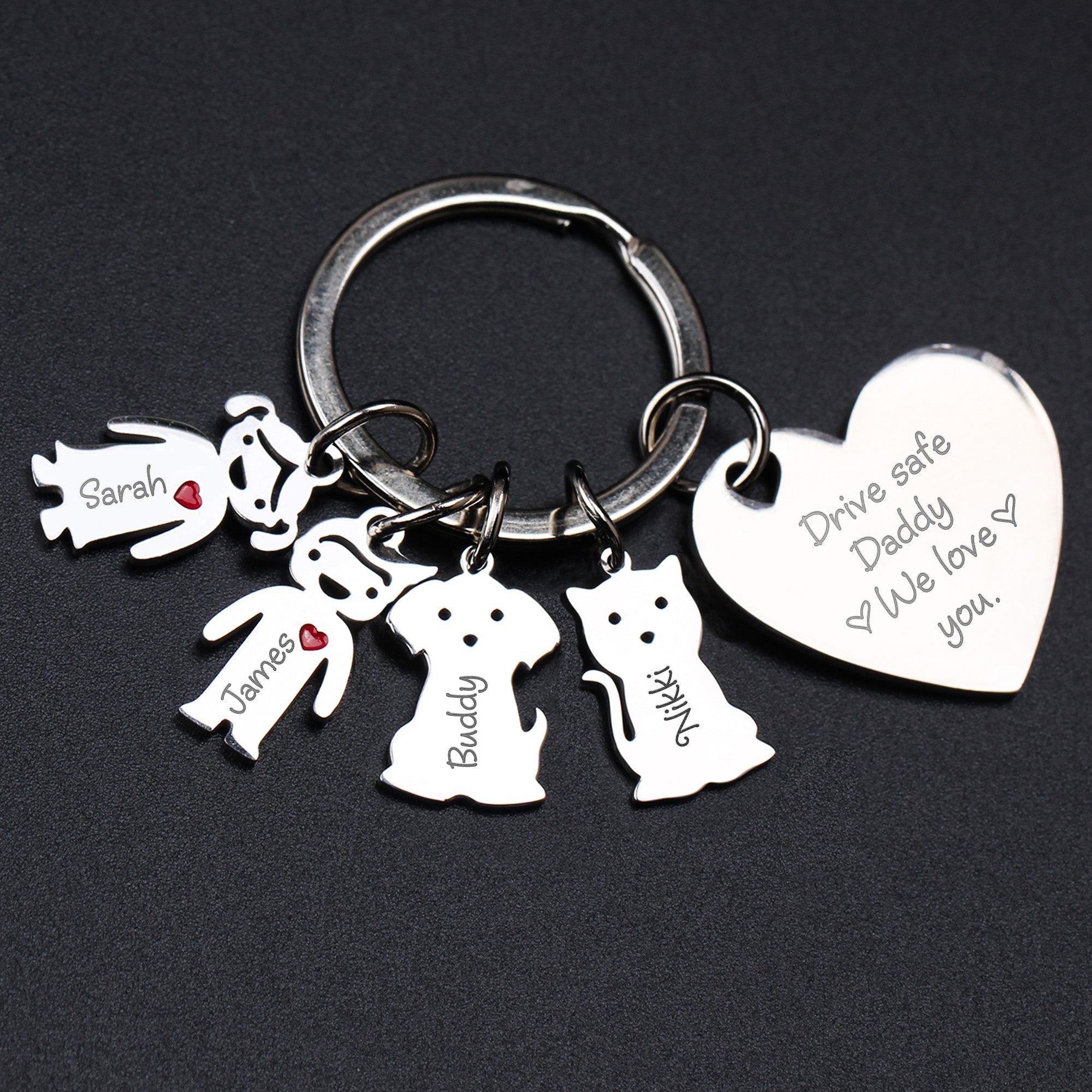 Drive Safe Daddy We Love You - Personalized Keychain