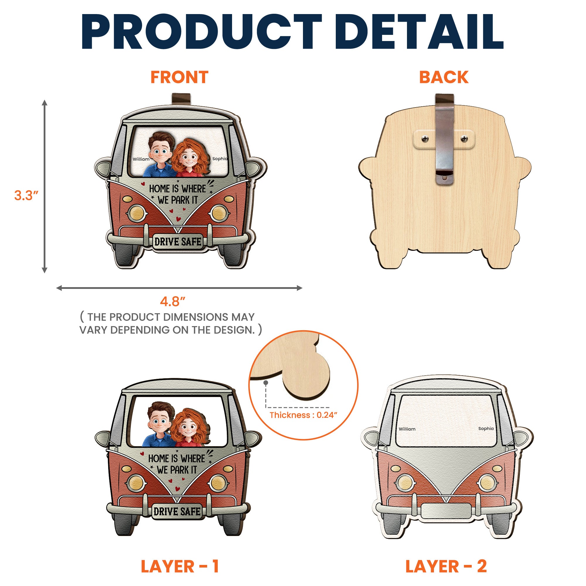 Drive Safe Home Is Where We Park It - Personalized Wooden Car Visor Clip