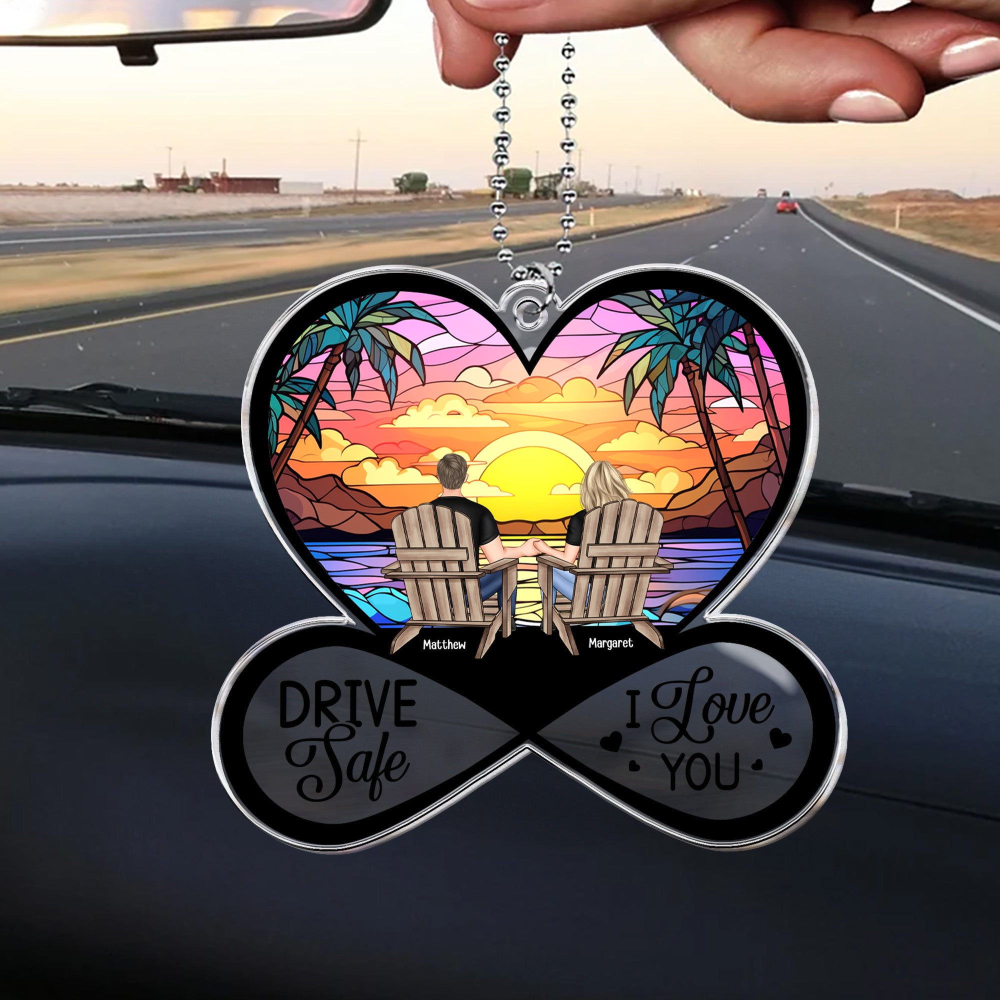 Drive Safe I Love You - Gifts For Husband, Couples - Personalized Rear View Mirror Accessory