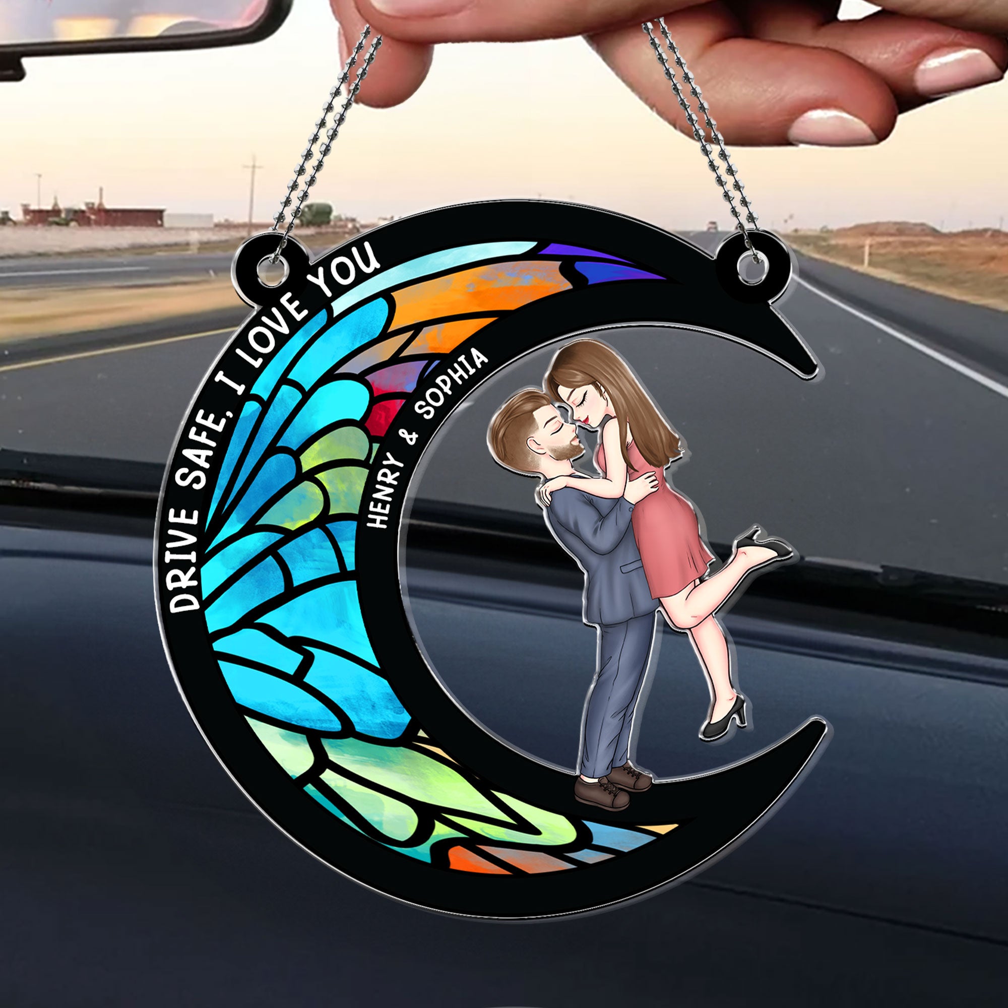 Drive Safe I Love You - Personalized Rear View Mirror Accessory