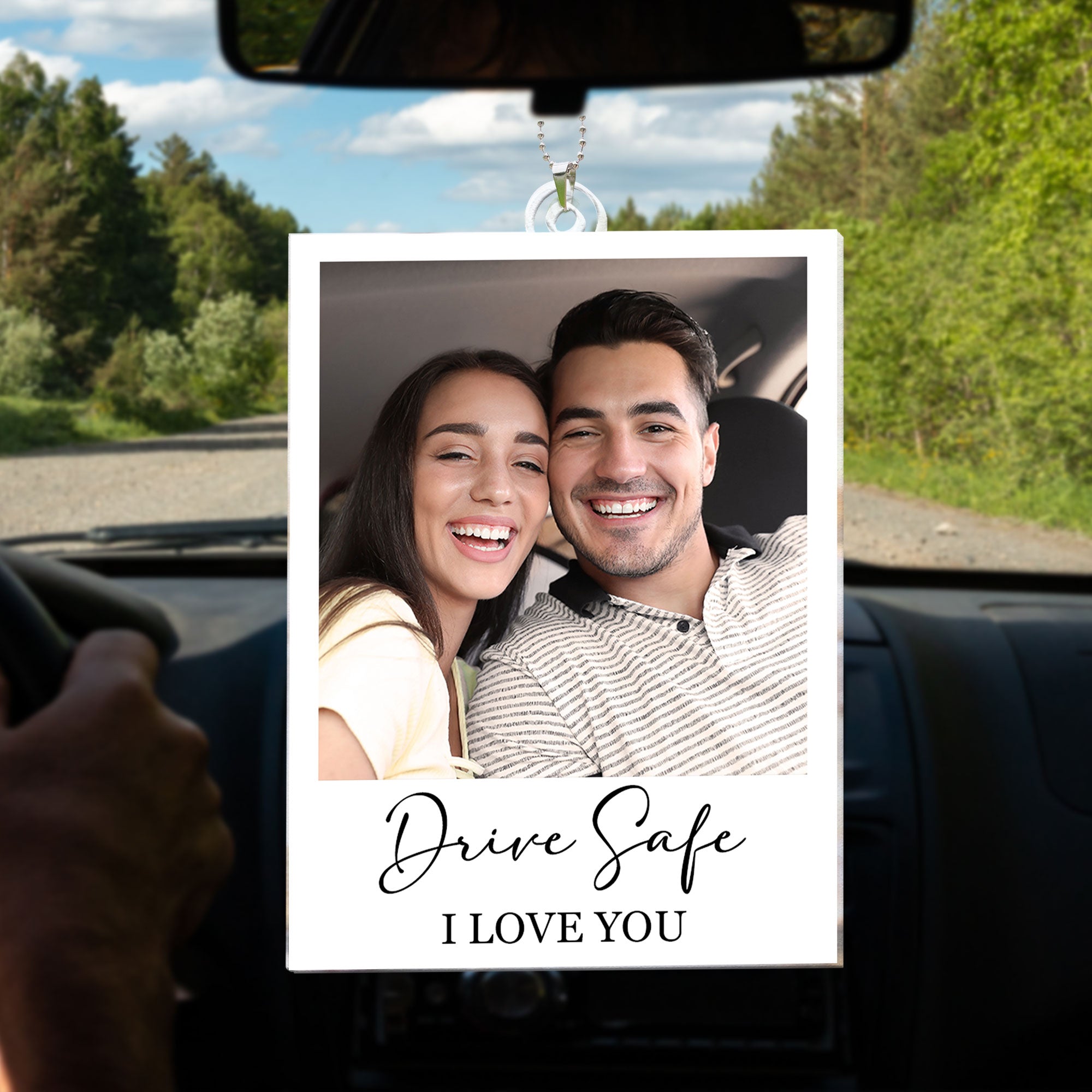 Drive Safe I Love You - Personalized Photo Rear View Mirror Accessory