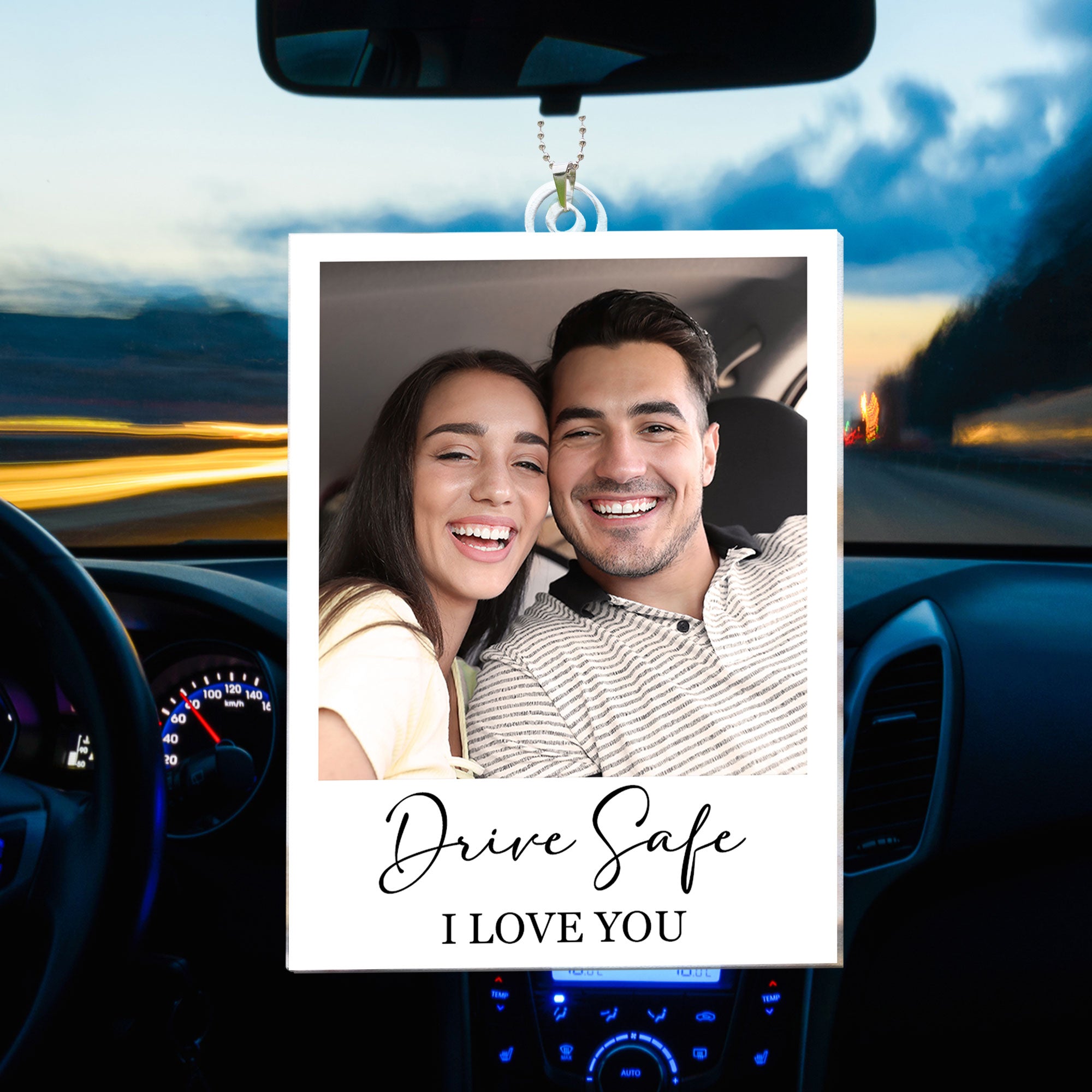 Drive Safe I Love You - Personalized Photo Rear View Mirror Accessory