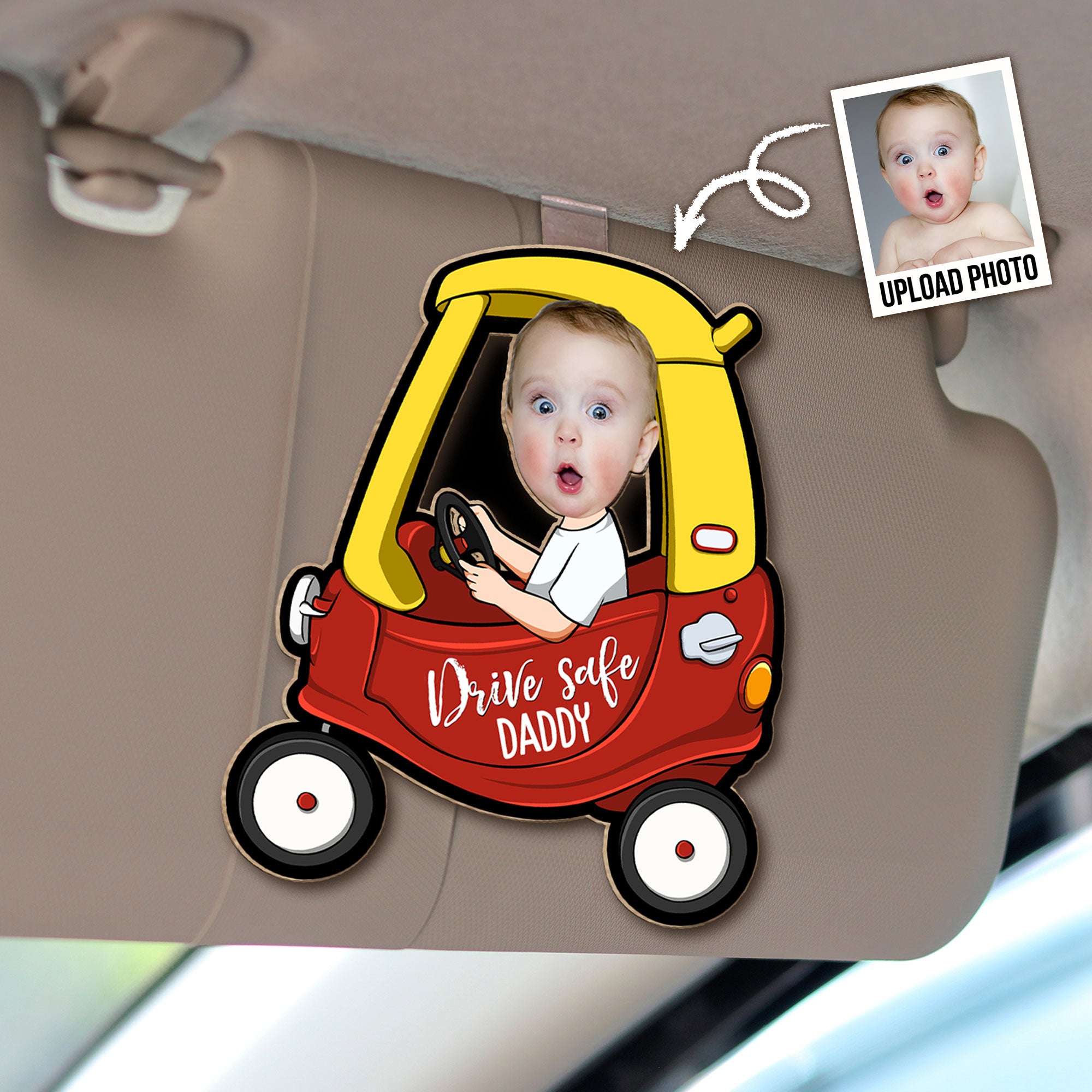 Drive Safe Reminder - Personalized Photo Wooden Car Visor Clip