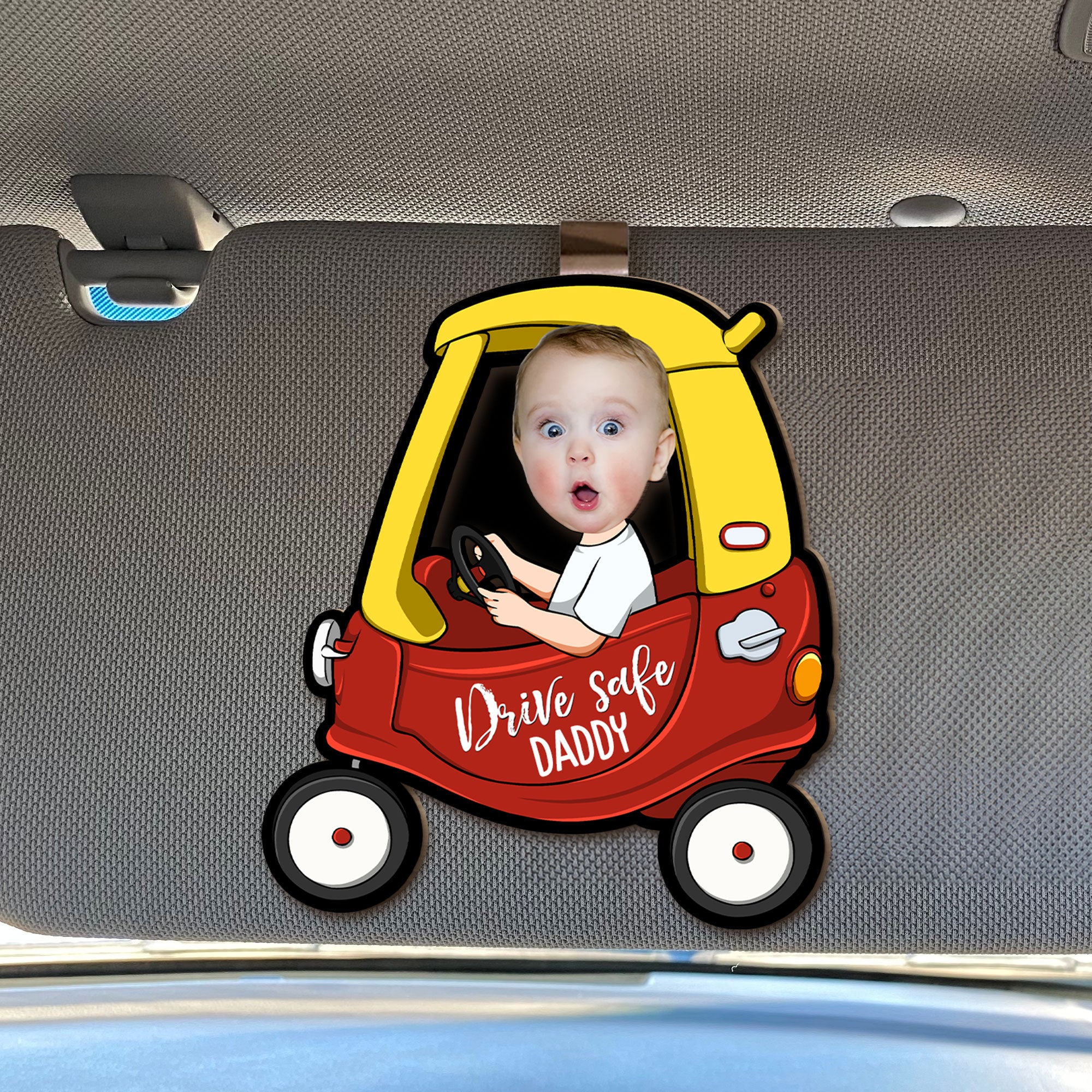 Drive Safe Reminder - Personalized Photo Wooden Car Visor Clip