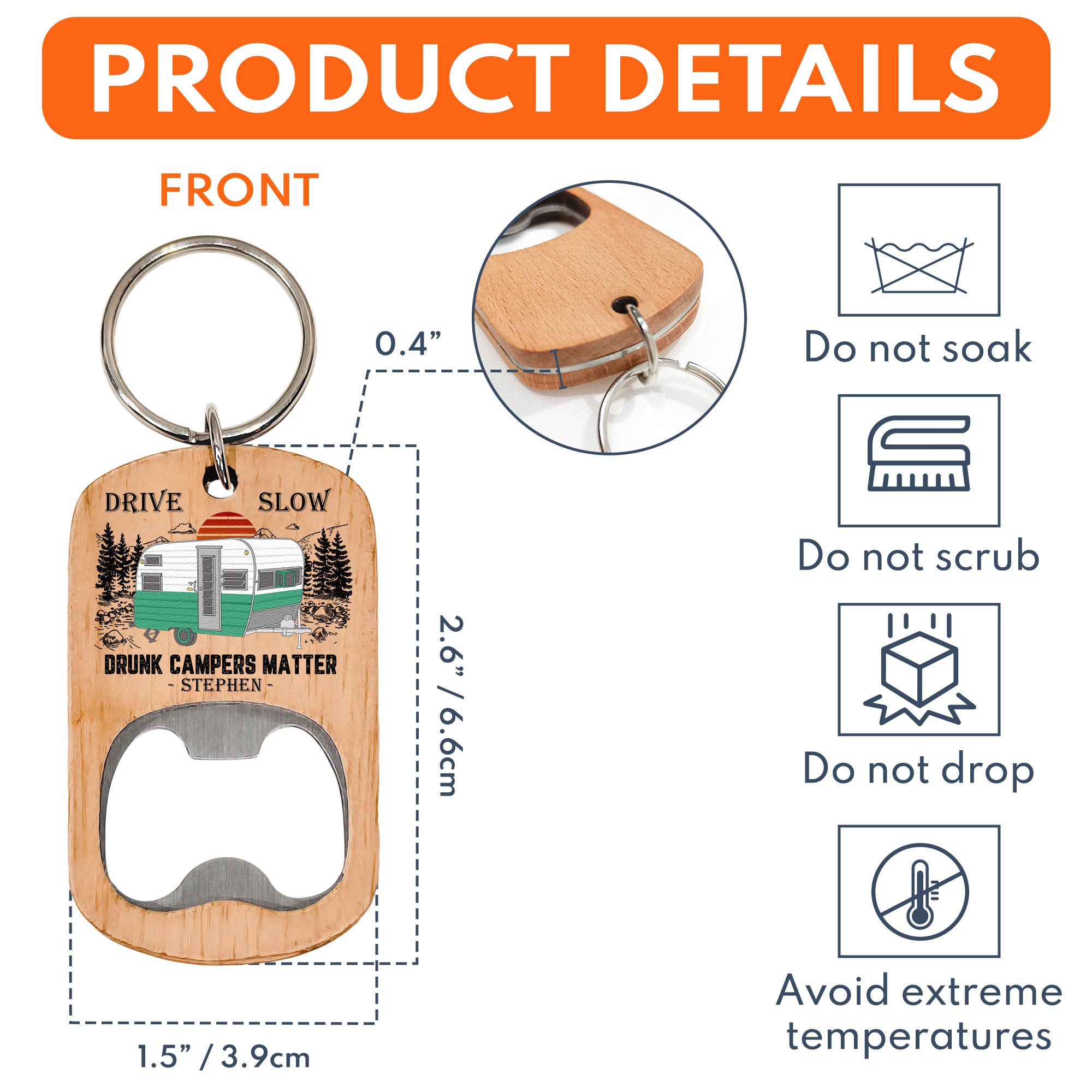 Drive Slow - Personalized Bottle Opener Keychain