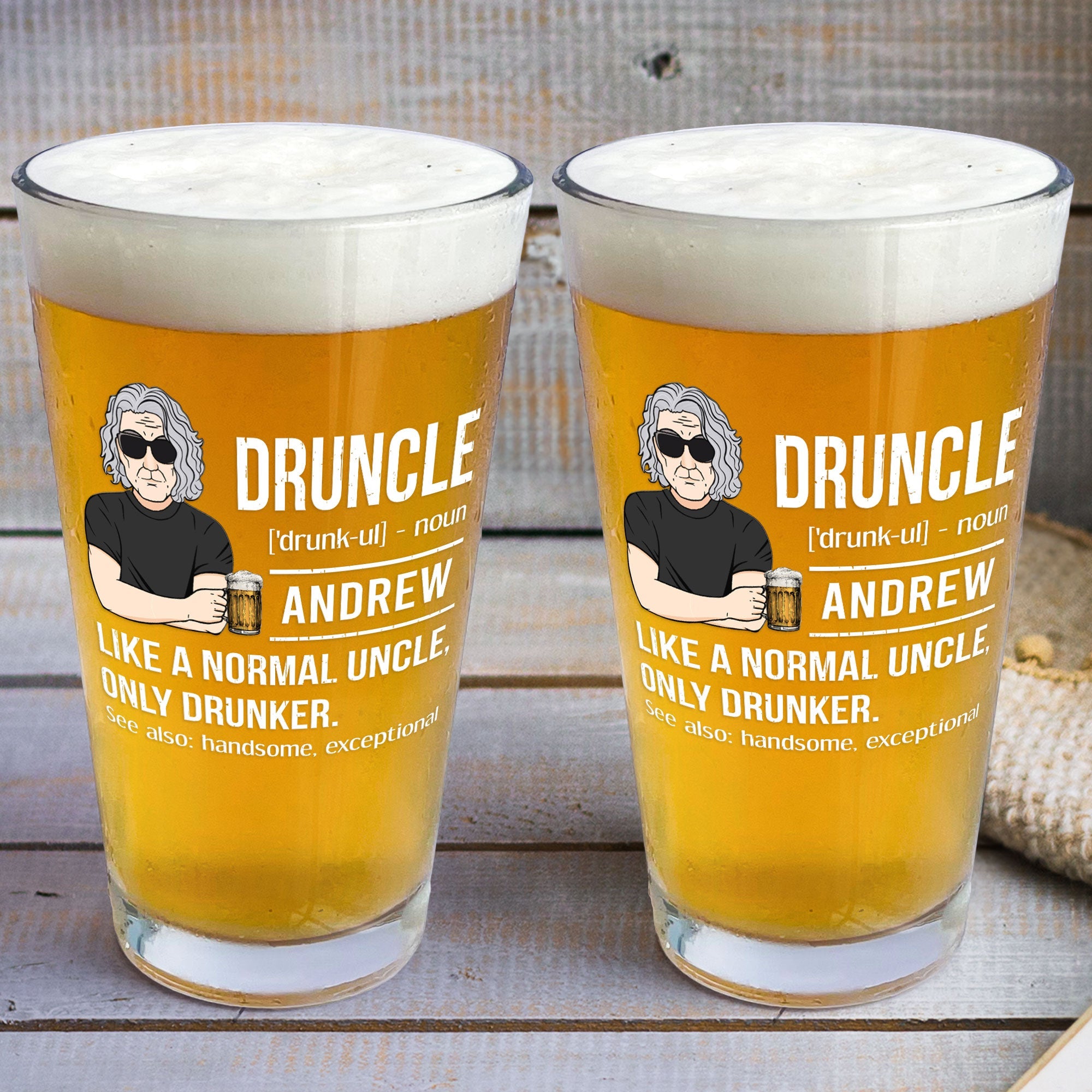 Druncle Like A Normal Uncle Funny - Personalized Beer Glass