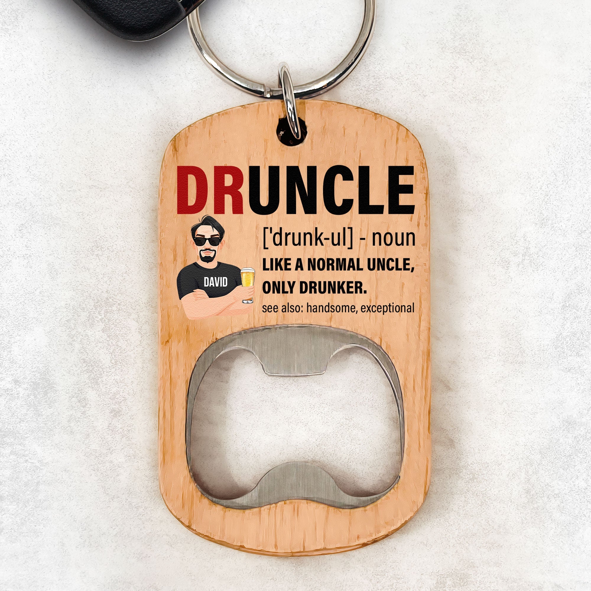 Druncle - Personalized Bottle Opener Keychain