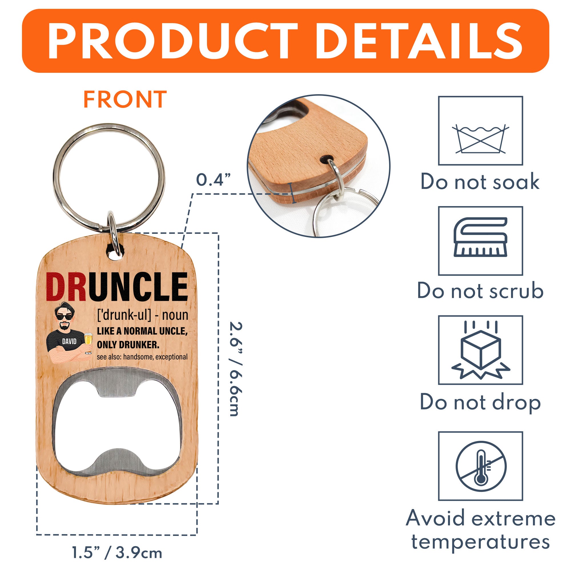 Druncle - Personalized Bottle Opener Keychain