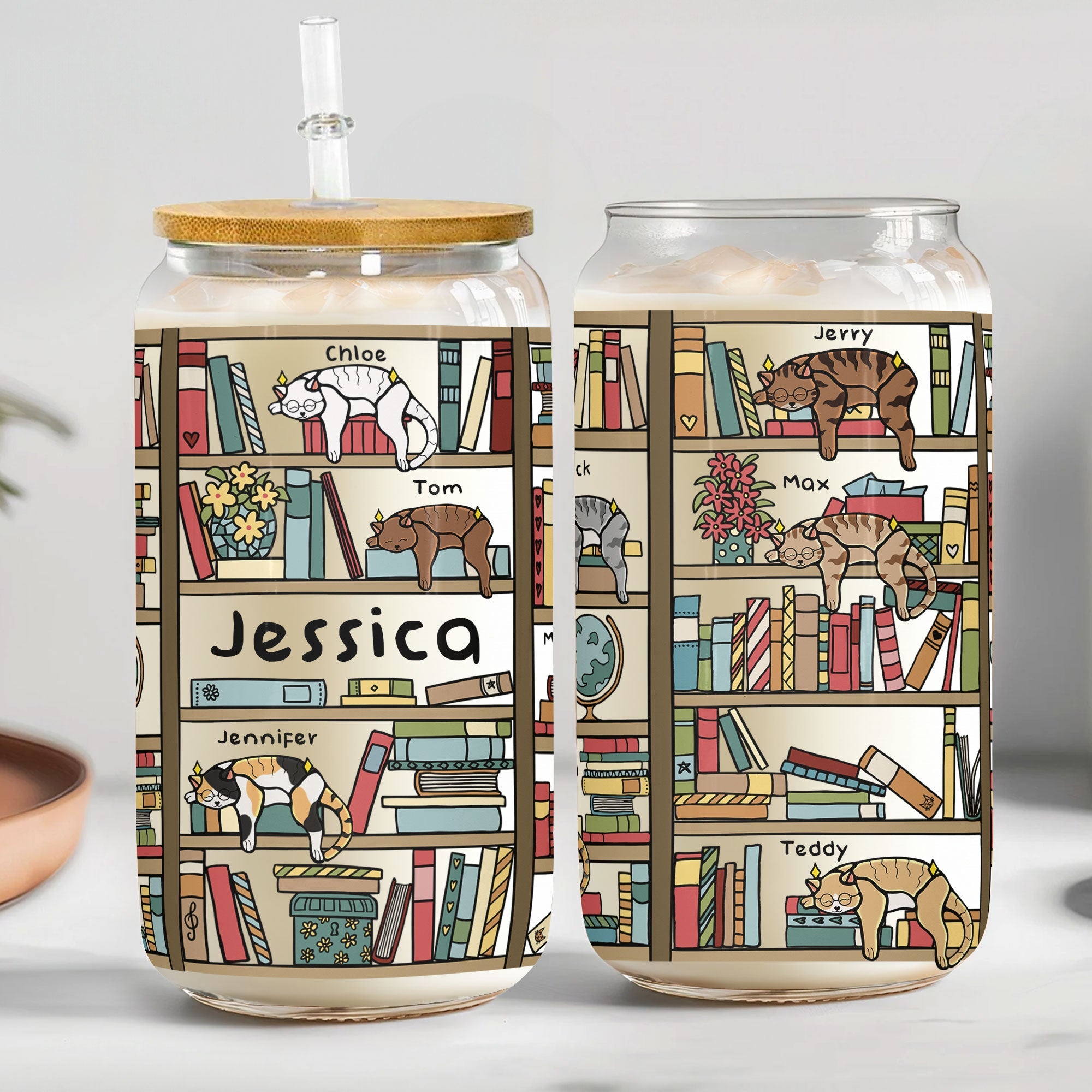 Easily Distracted By Cats And Books - Personalized Clear Glass Cup