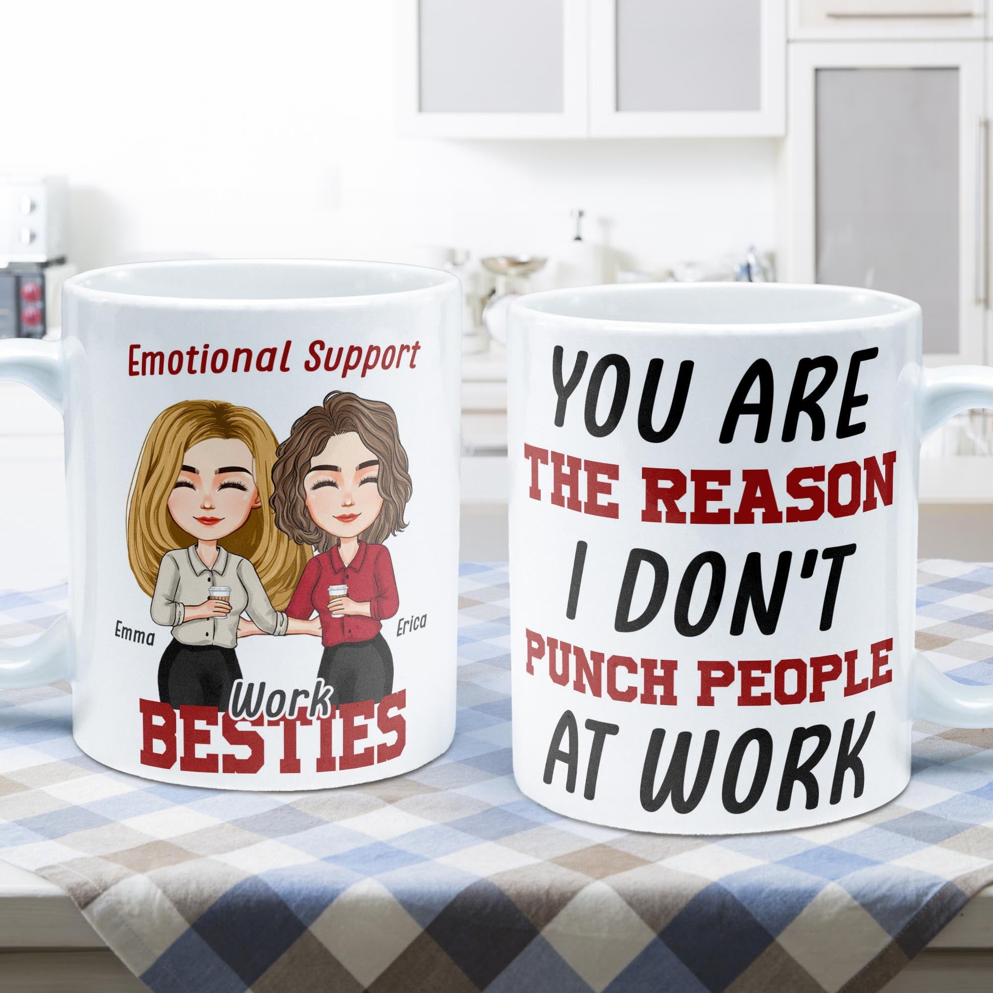 Emotional Support Work Besties - Personalized Mug