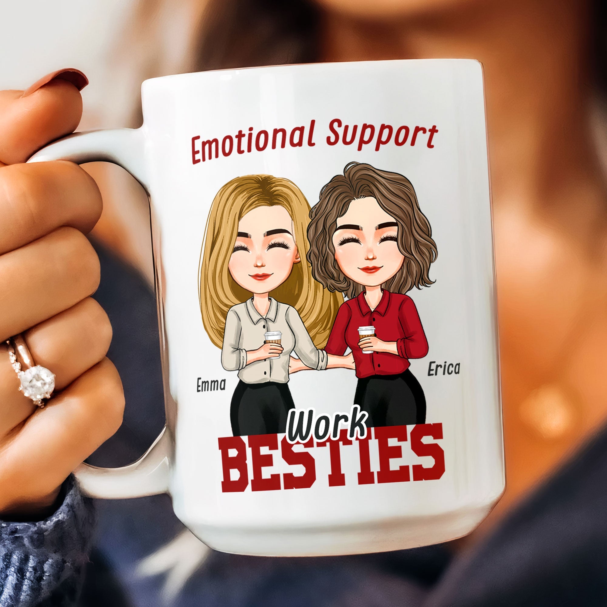 Emotional Support Work Besties - Personalized Mug