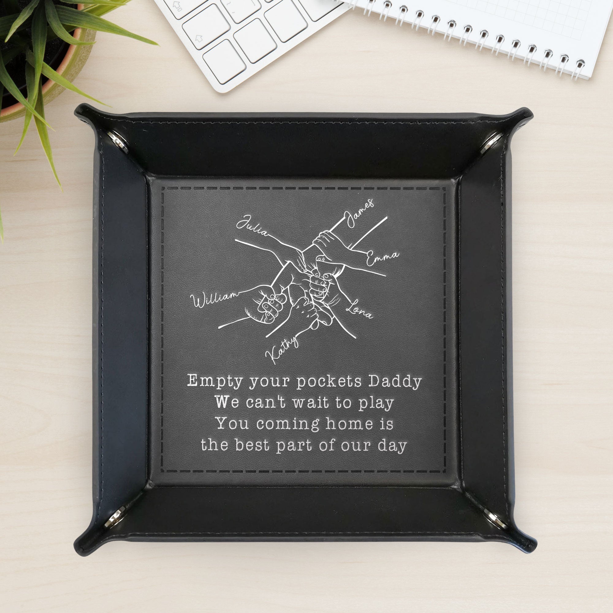 Empty Your Pockets Daddy - Personalized Leather Valet Tray