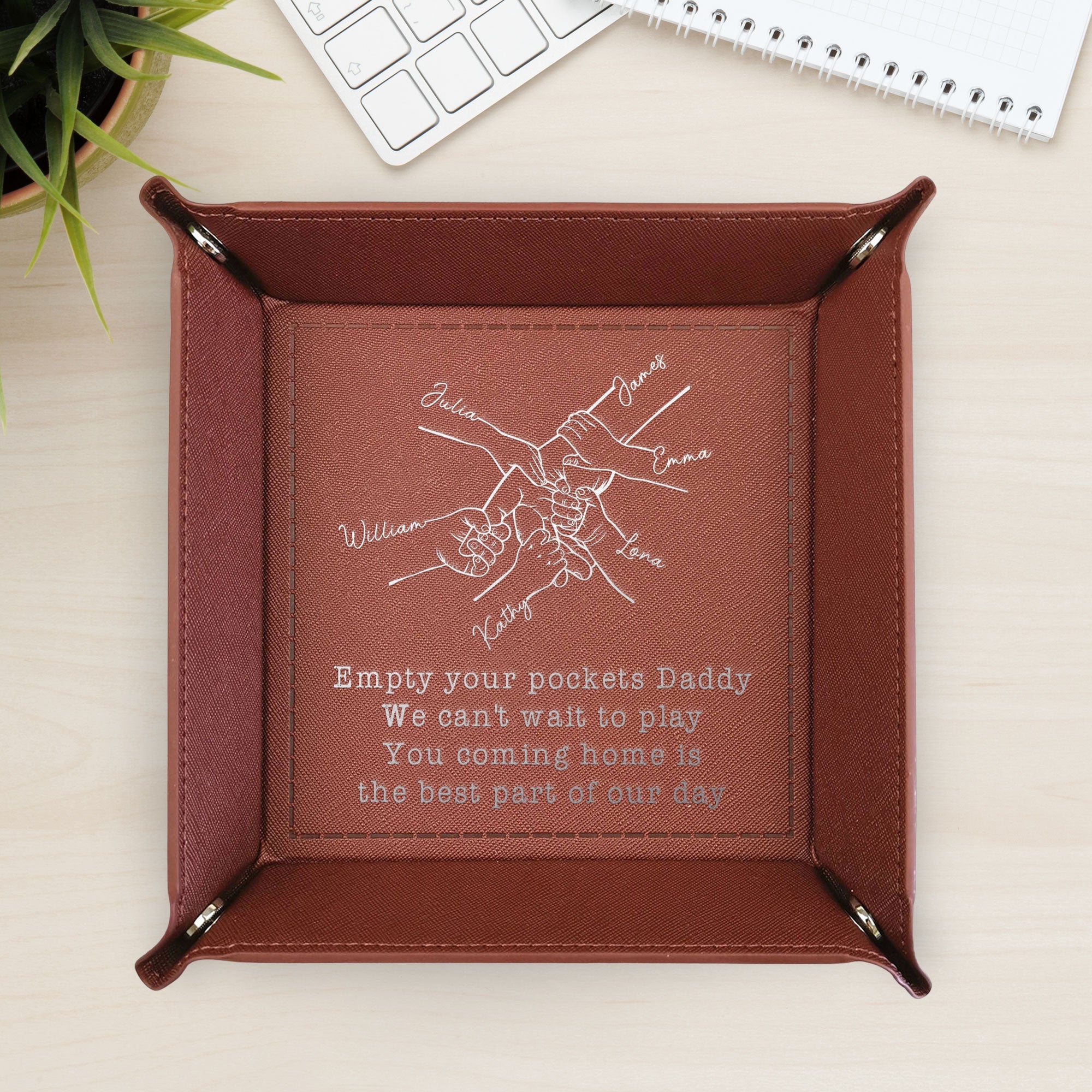 Empty Your Pockets Daddy - Personalized Leather Valet Tray