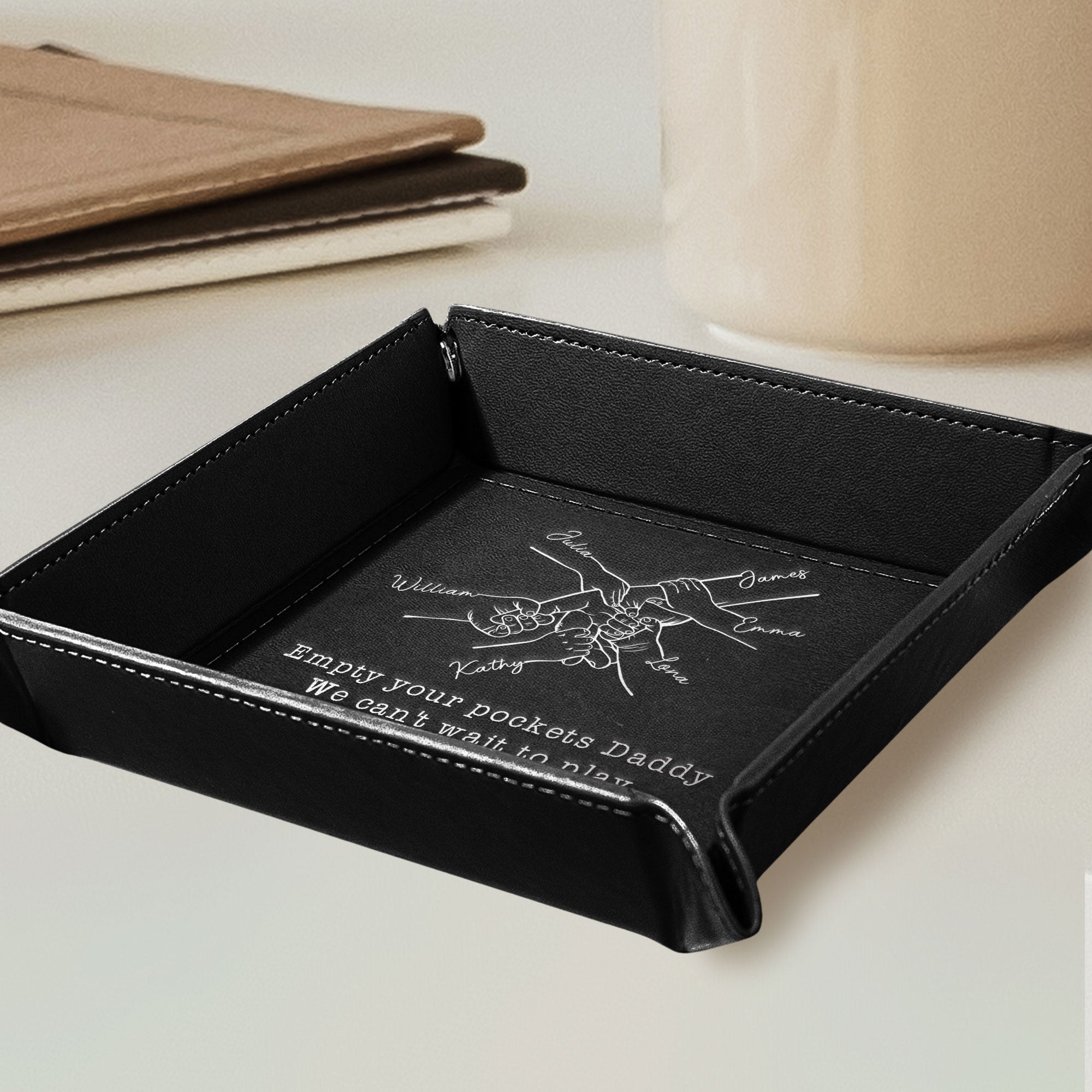 Empty Your Pockets Daddy - Personalized Leather Valet Tray