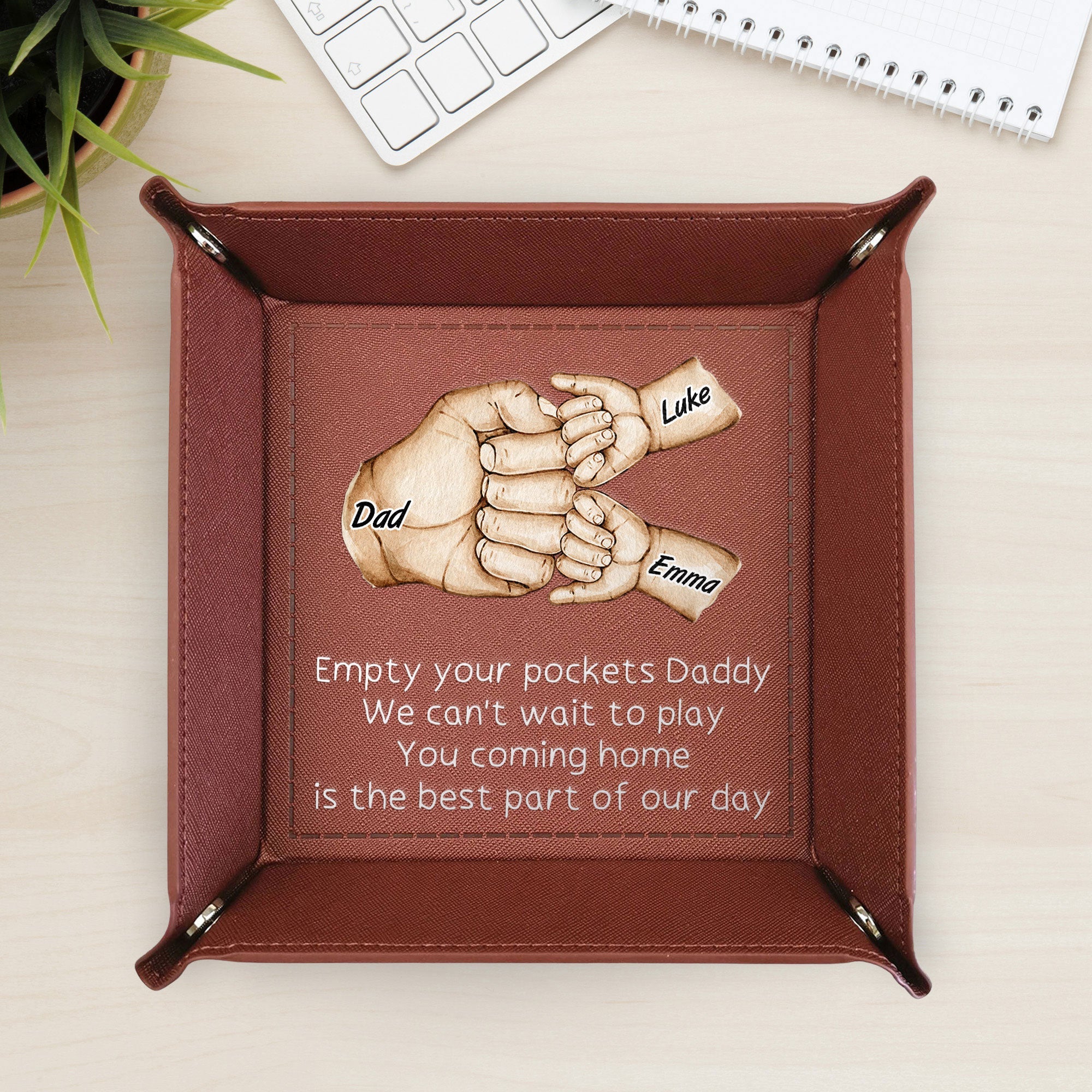 Empty Your Pockets Daddy - Personalized Leather Valet Tray