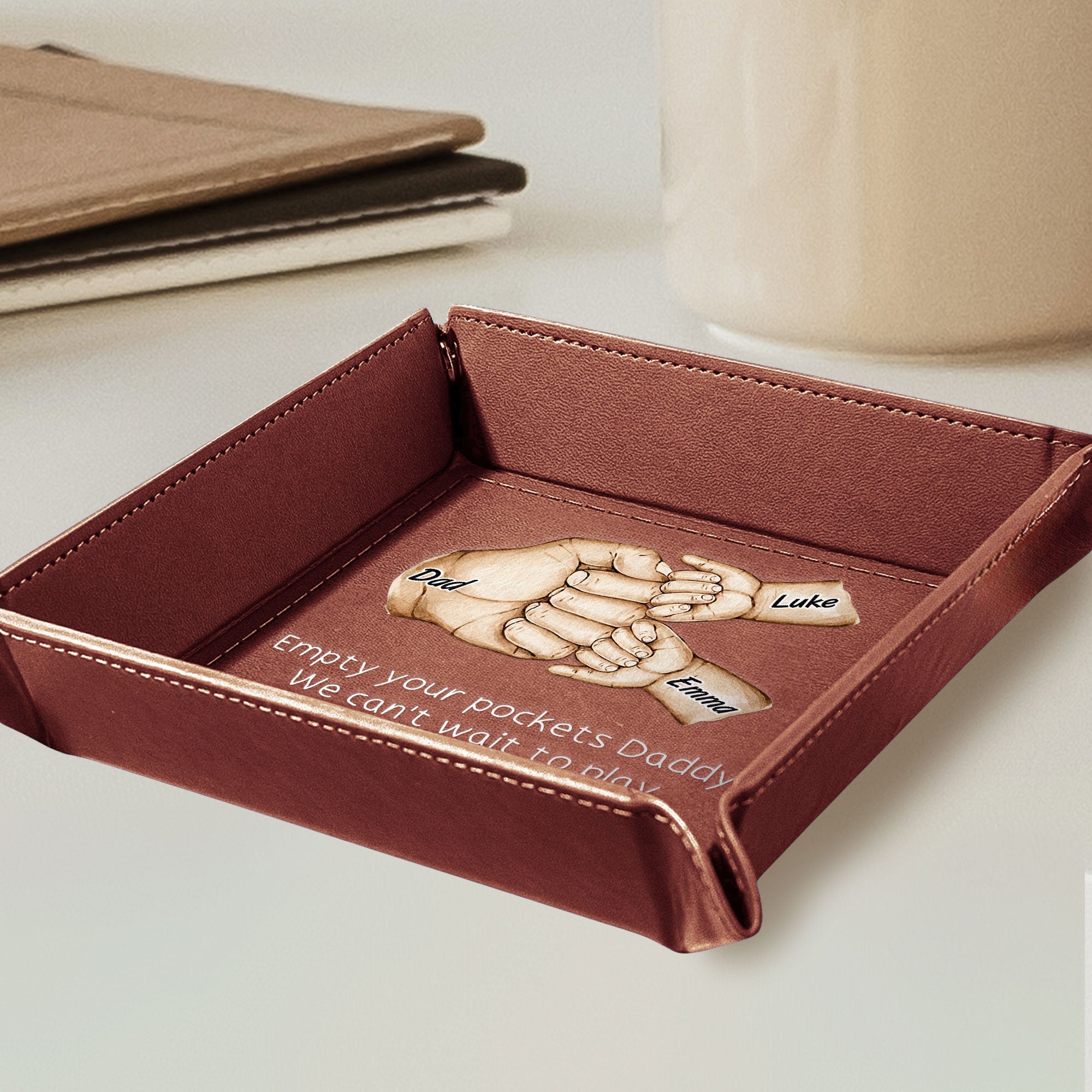 Empty Your Pockets Daddy - Personalized Leather Valet Tray