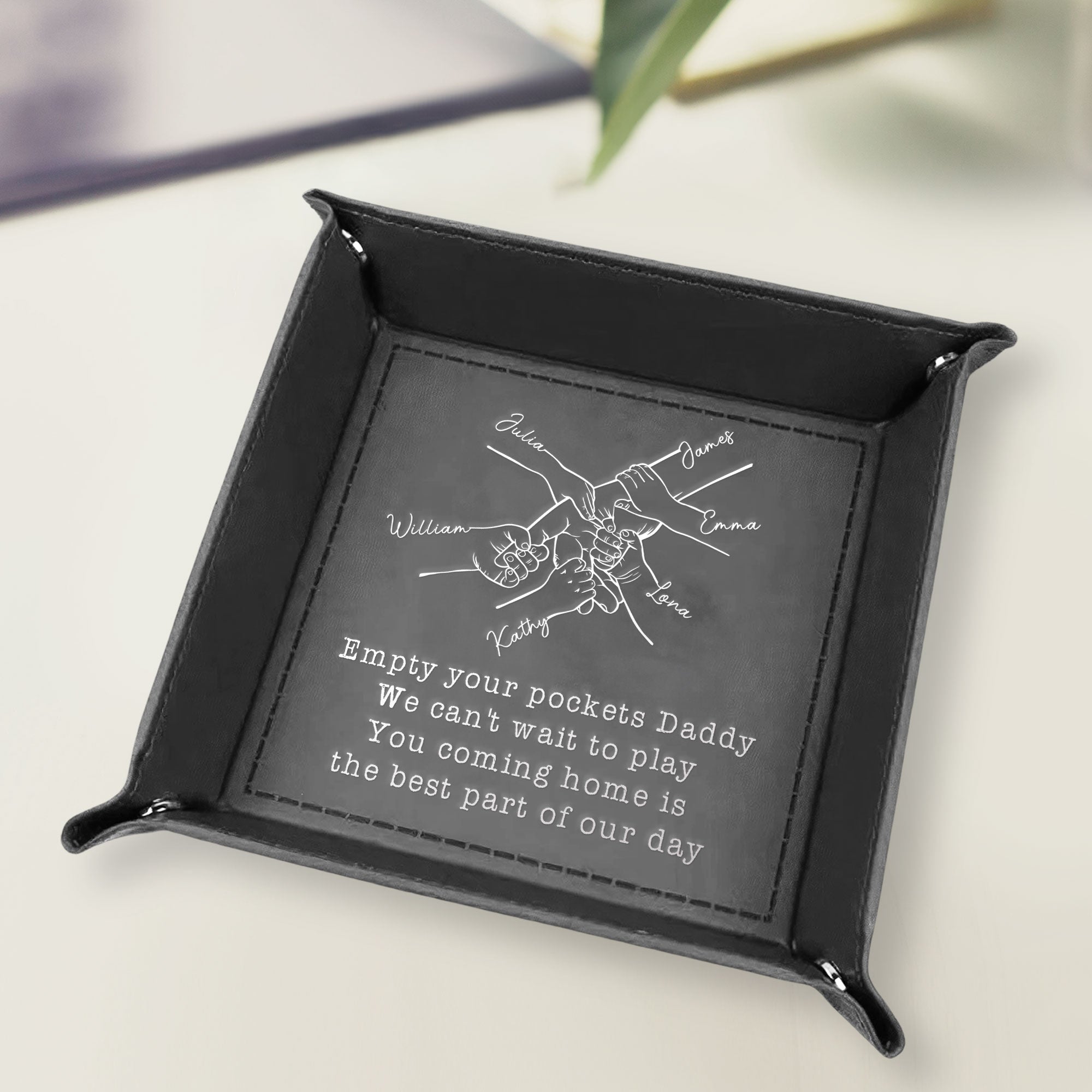 Empty Your Pockets Daddy - Personalized Leather Valet Tray