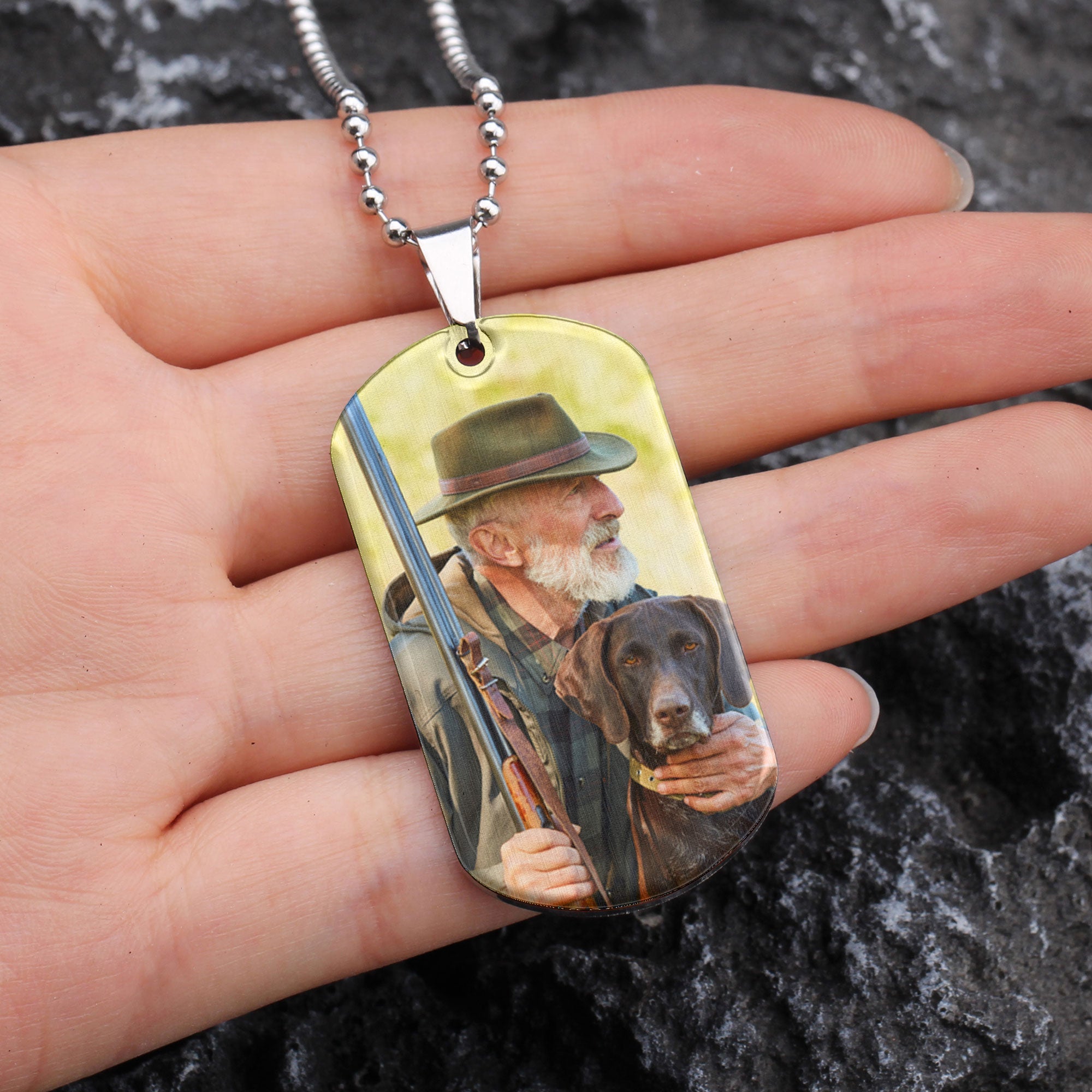 Enjoy The Hunt But Find Your Way Back To Me - Personalized Photo Dog Tag Necklace