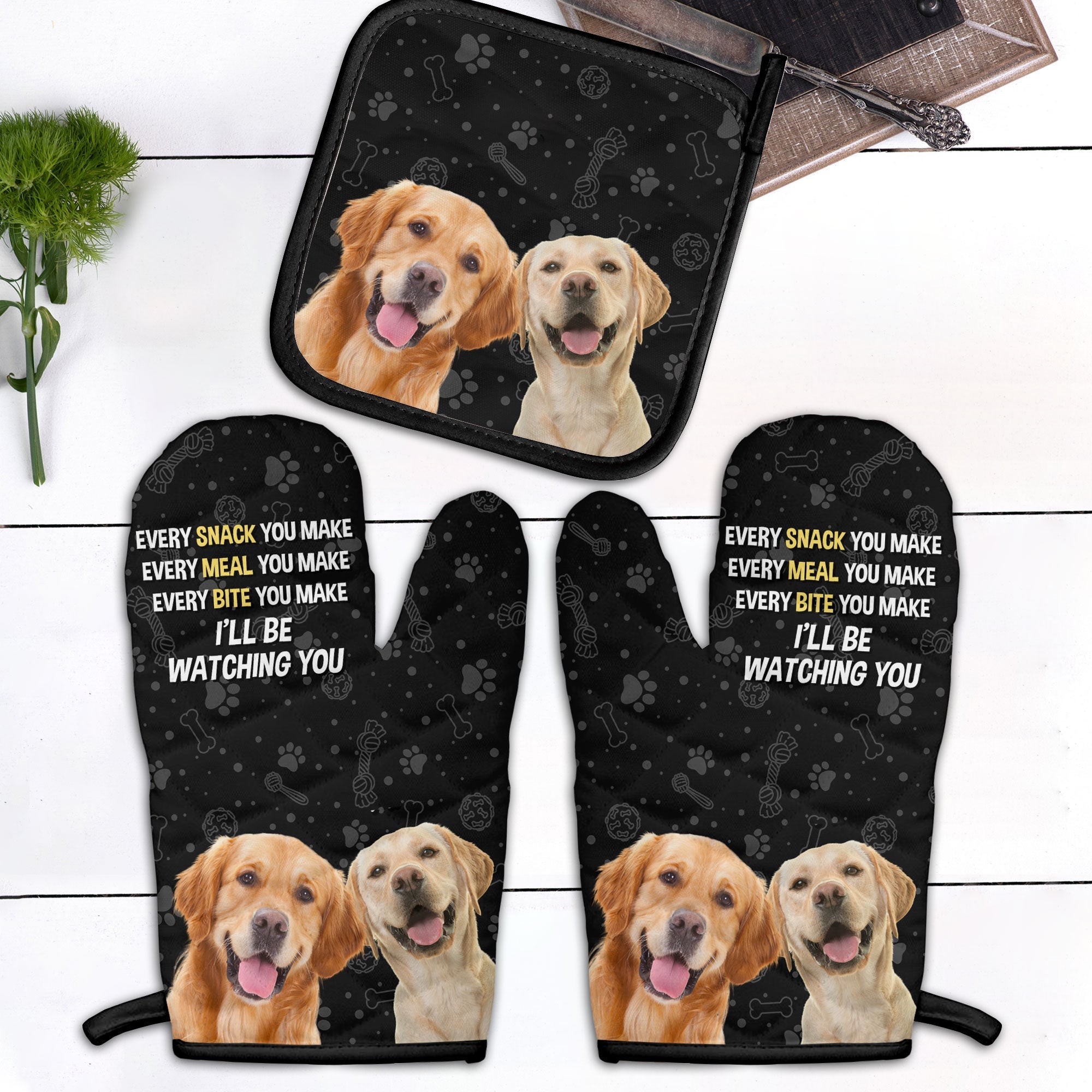 Every Snack You Make - Personalized Photo Oven Mitts And Pot Holder