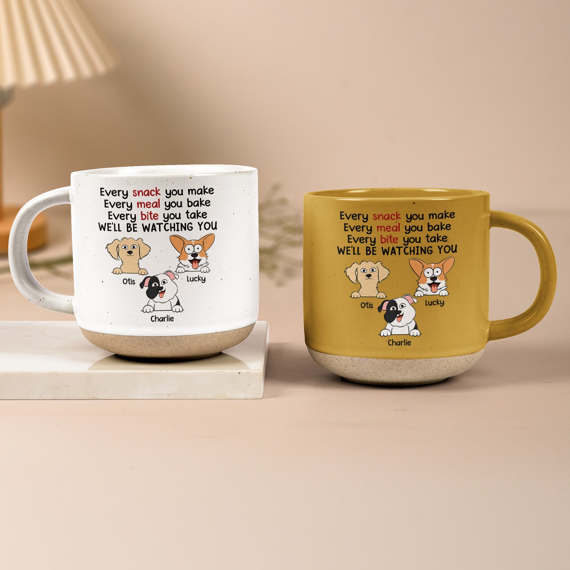 Every Snack You Make We'll Be Watching You - Personalized Pottery Mug