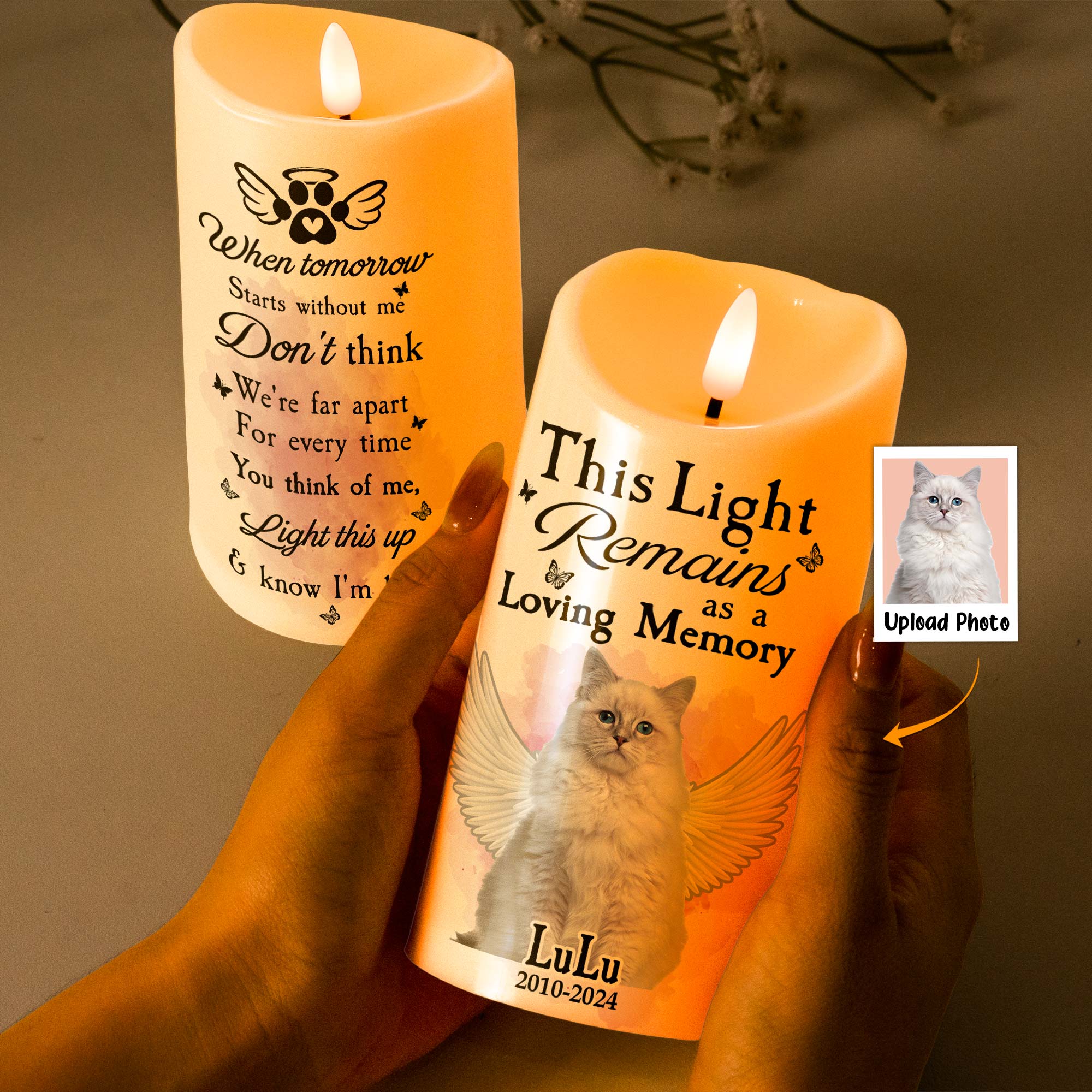 Every Time Miss Me Light This Up And Know I'm Here - Personalized Photo LED Candle