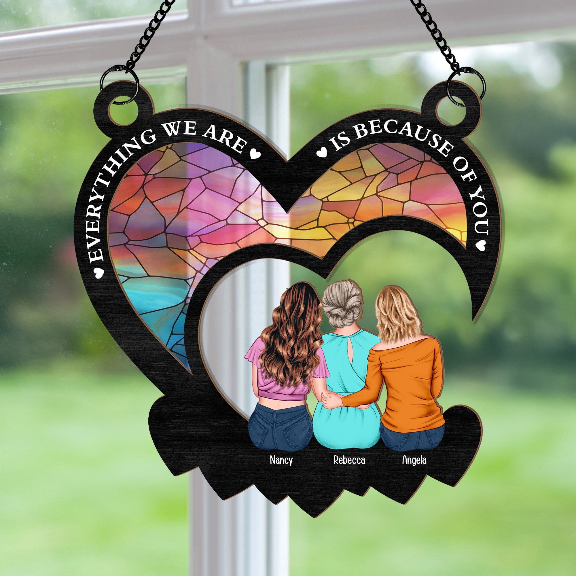 Everything We Are Is Because Of You - Personalized Window Hanging Suncatcher Ornament