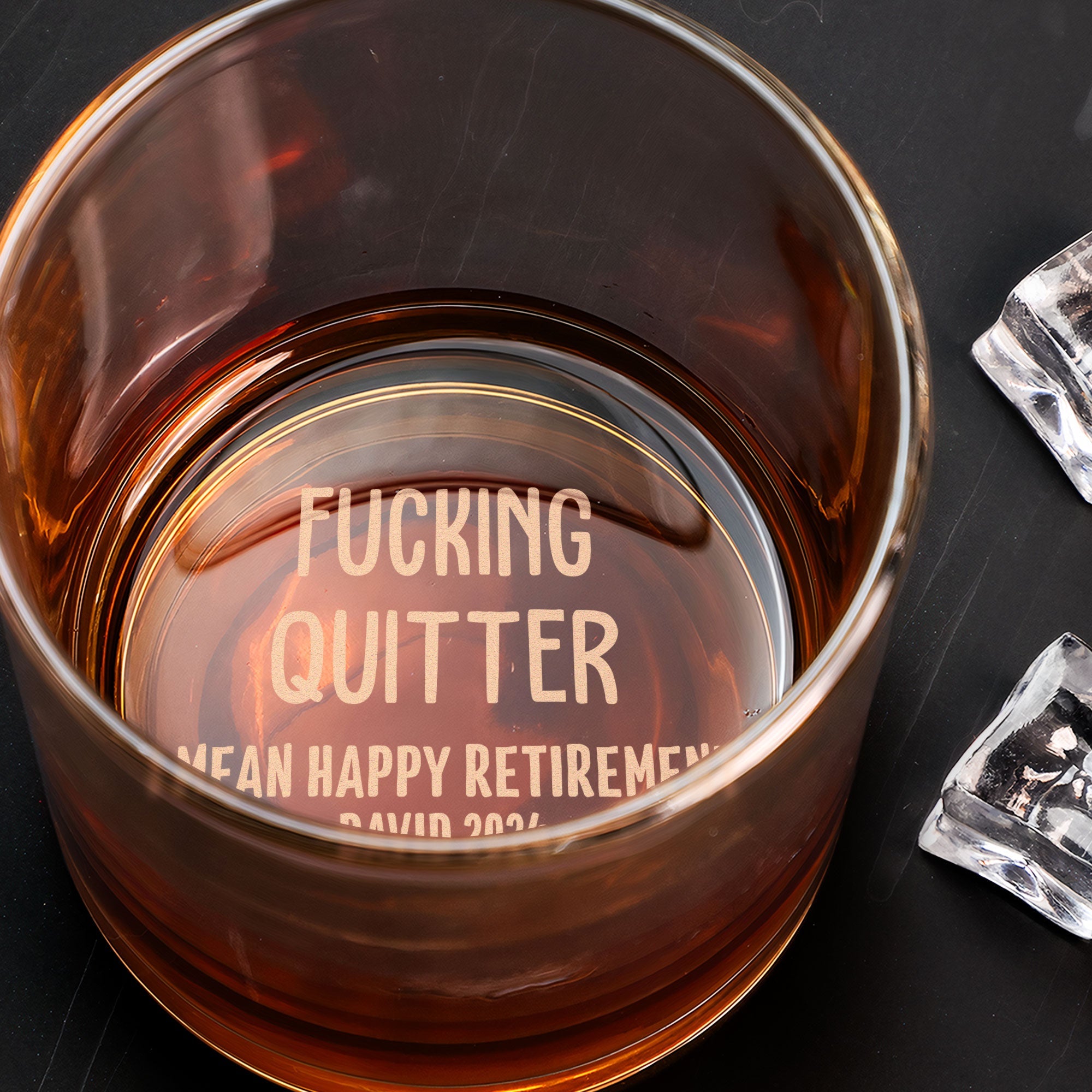 Quitter Happy Retirement - Personalized Engraved Whiskey Glass