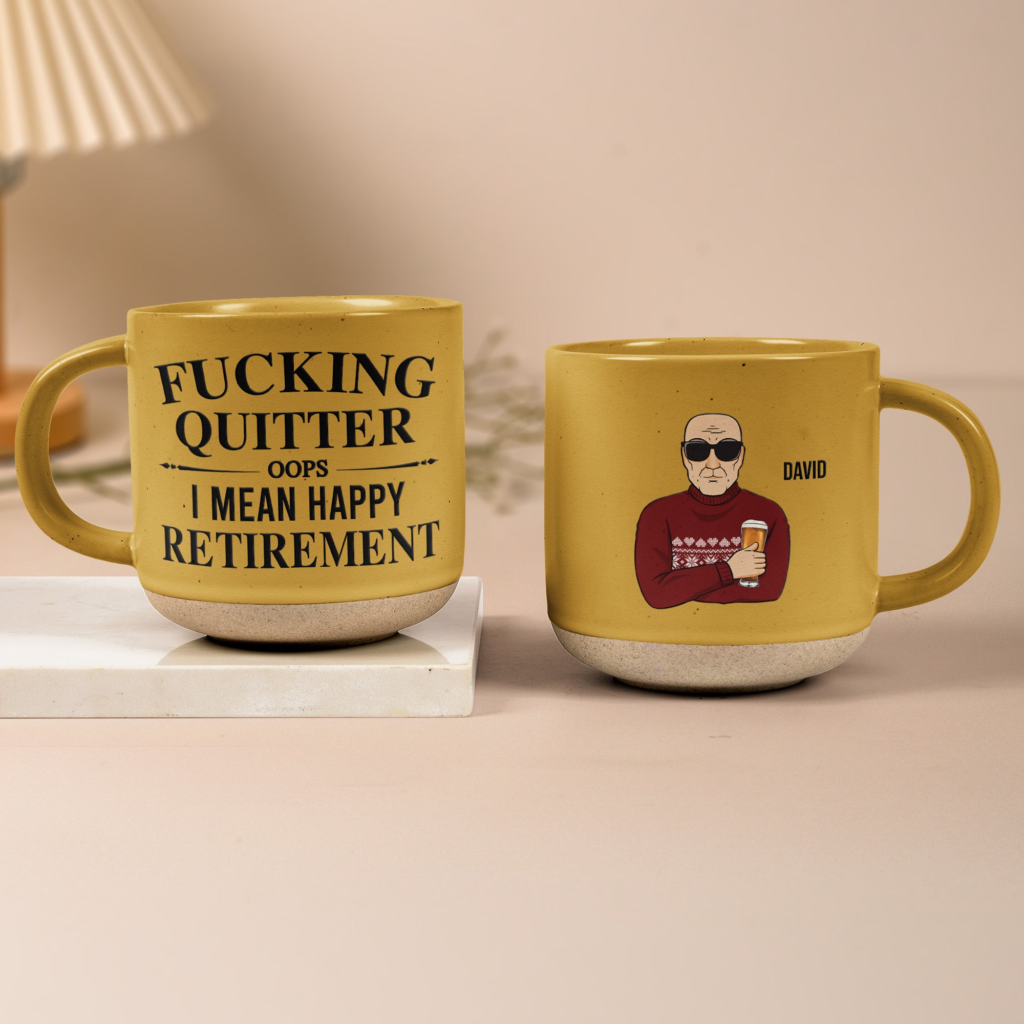 F**King Quitter Oops I Mean Happy Retirement - Personalized Pottery Mug