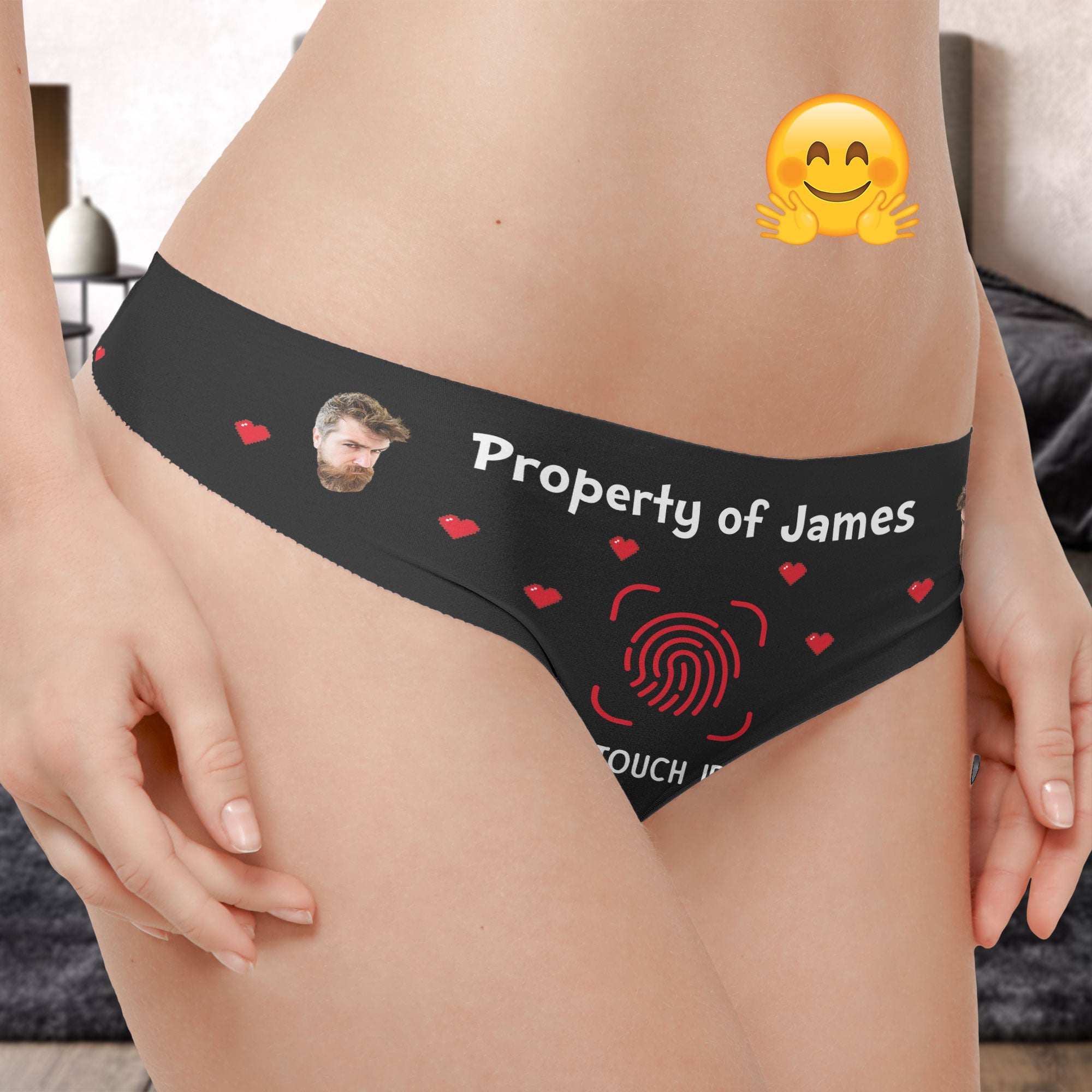 Face ID Touch ID Property Of - Personalized Photo Couple Matching Underwear