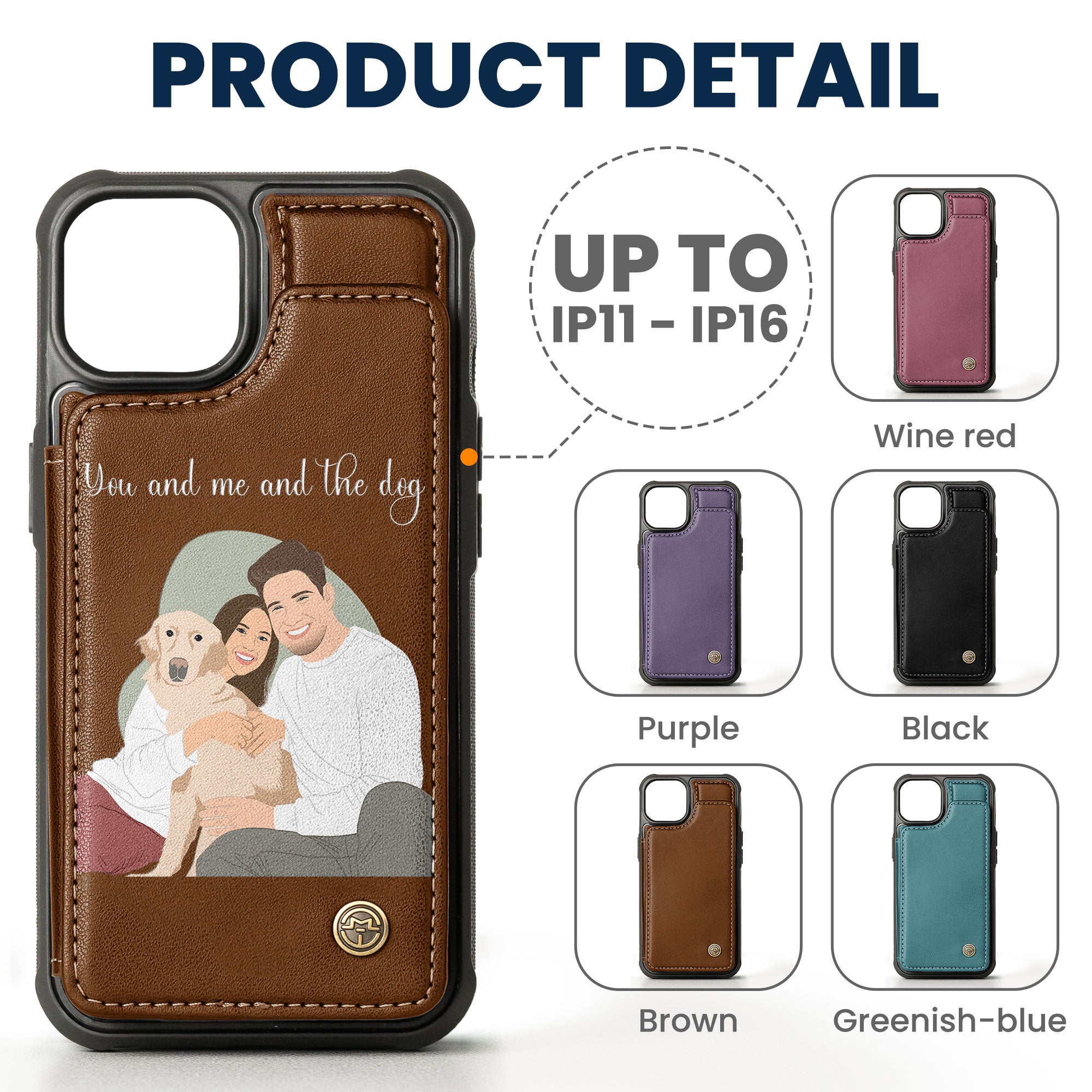 Faceless Portrait Drawing - For Couples, Friends, Pet - Personalized Photo Leather Flip Wallet Phone Case